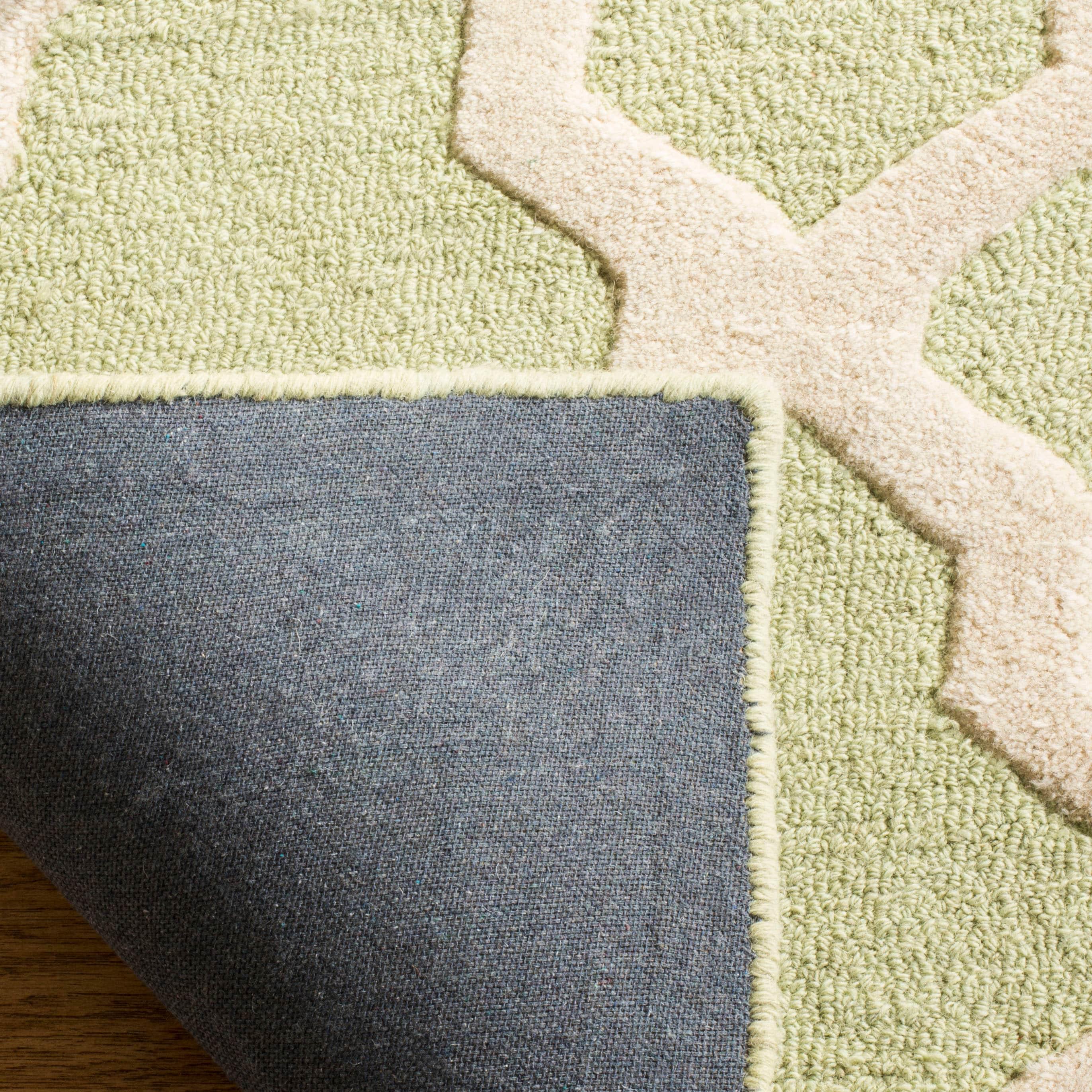 SAFAVIEH Cambridge Liam Geometric Wool Area Rug, Light Green/Ivory, 5' x 8'