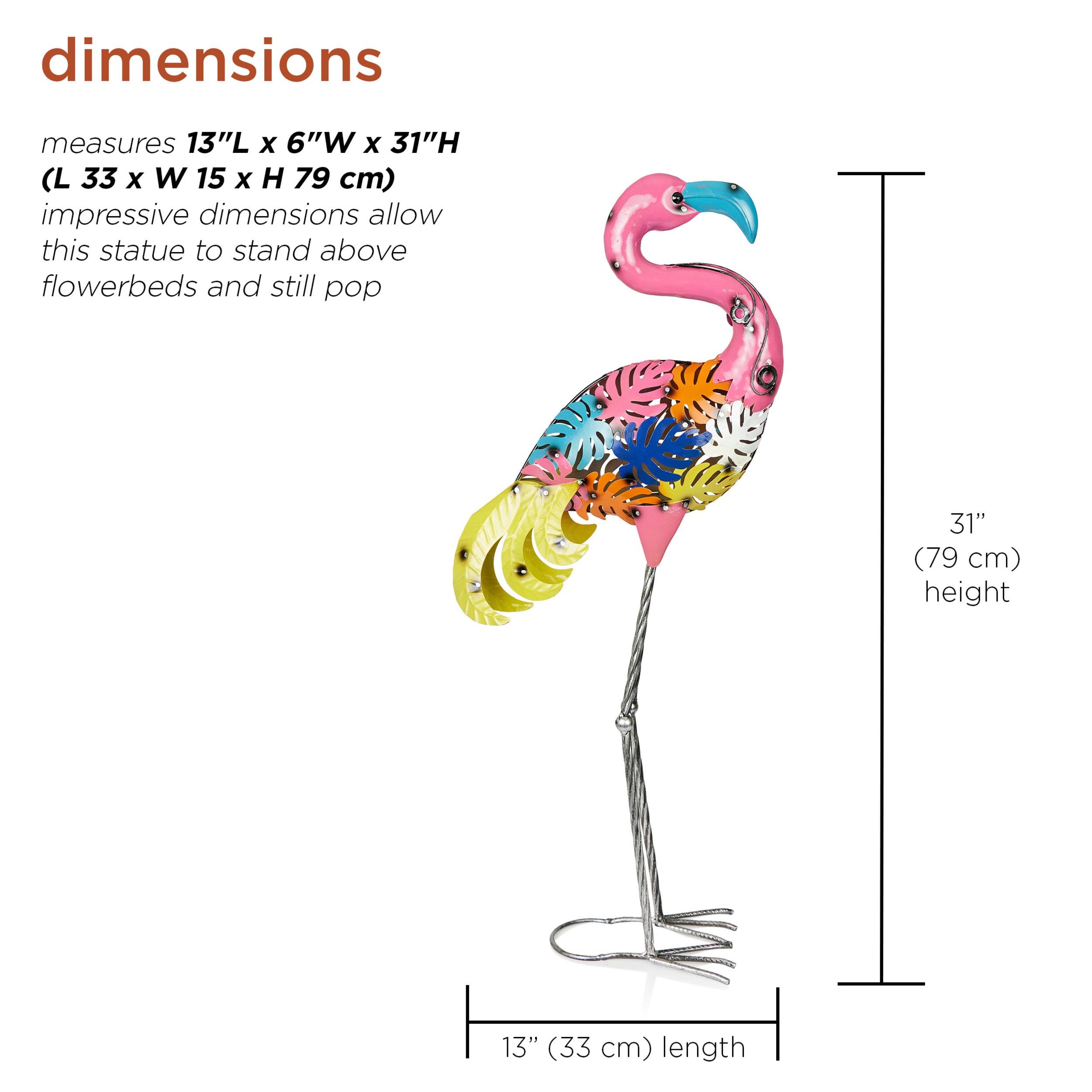Alpine Corporation Metal Colorful Flamingo with Leaves Decor