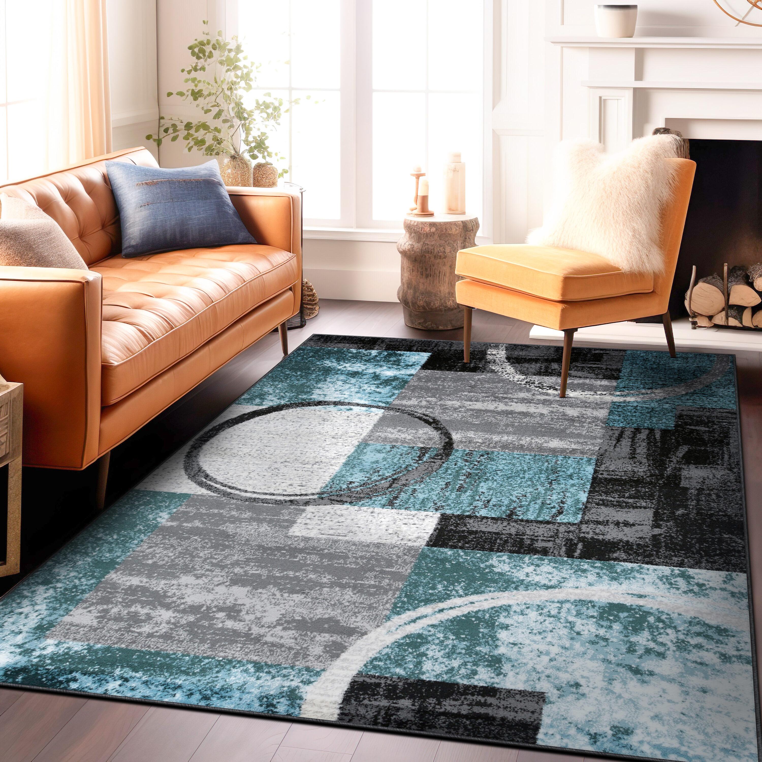 World Rug Gallery Abstract Circle Gray 8'8"x12' Area Rug