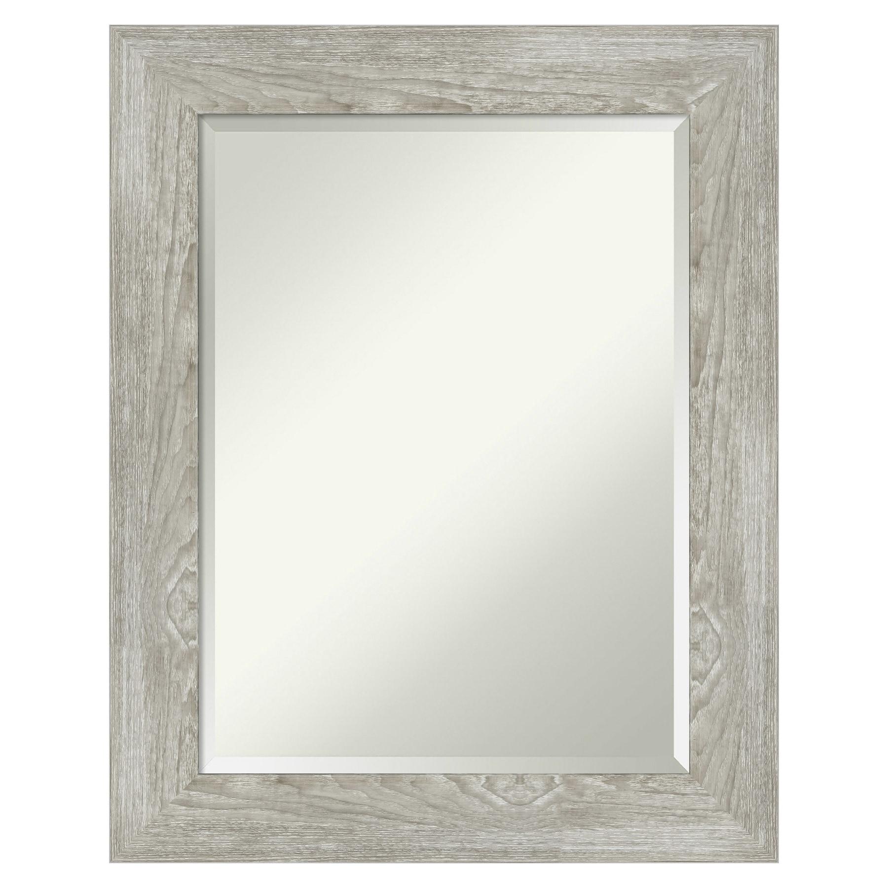Amanti Art Beveled Bathroom Wall Mirror - Dove Greywash Frame Outer Size: 24 x 30 in