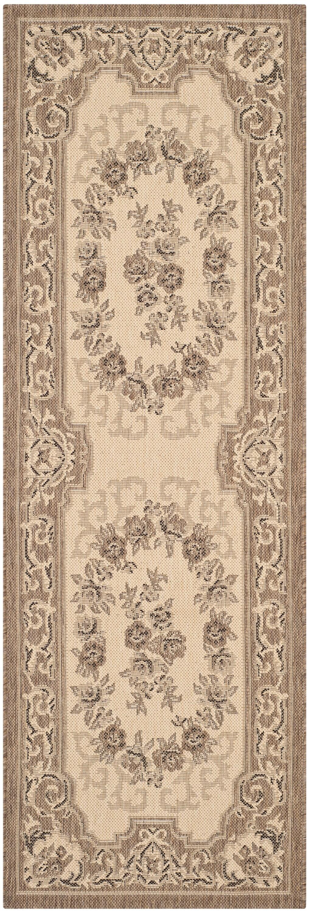 Courtyard CY7208 Power Loomed Indoor/Outdoor Runner Rug - Creme/Brown - 2'3"x10' - Safavieh.