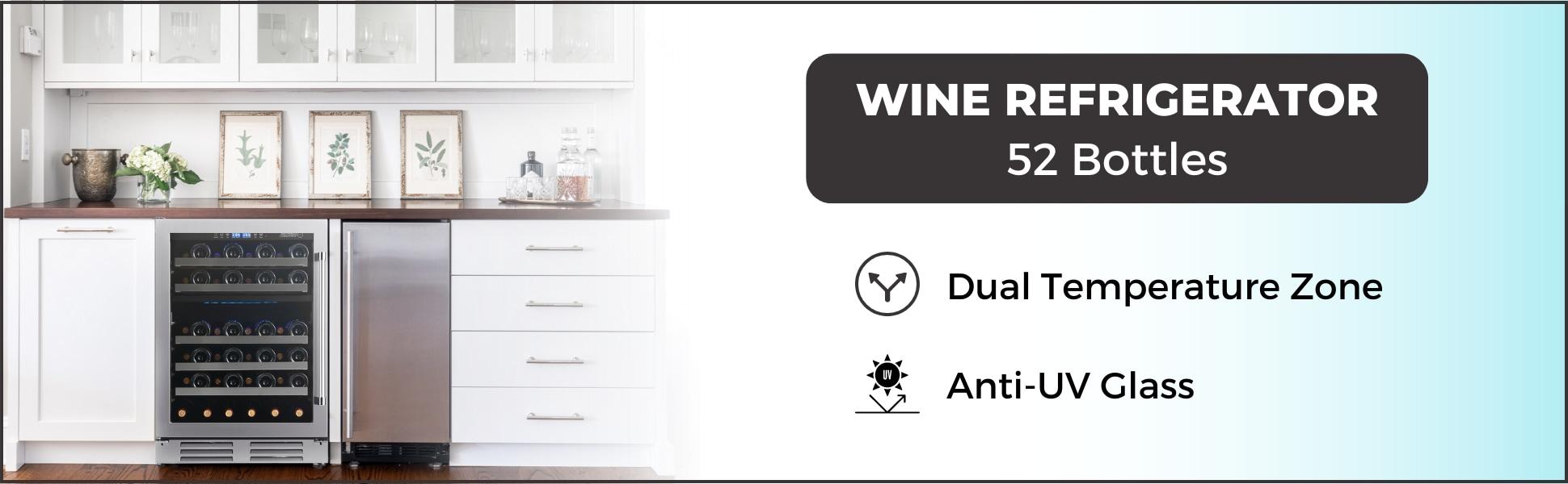 Equator Advanced Appliances Dual Zone 52-Bottle Free Standing/Built-in Wine Cooler Stainless 110V