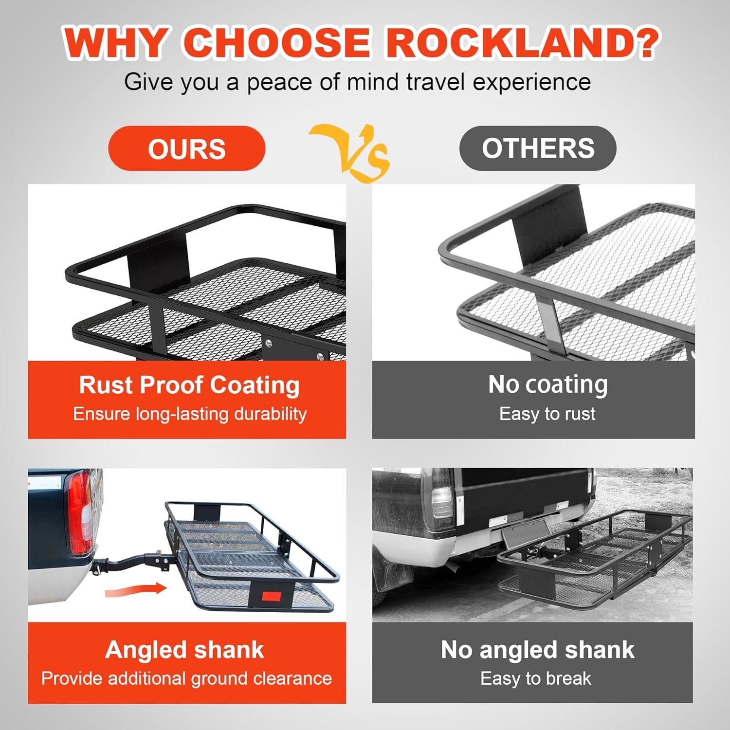 ROCKLAND Rockland 60 x 24-Inch Hitch Cargo Carrier 60-in L x 24-in W x 6-in H Steel Hitch Cargo basket