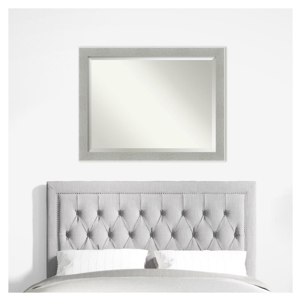 23" x 29" Glam Framed Bathroom Vanity Wall Mirror Linen Gray - Amanti Art: Modern, Beveled, Wall-Mounted