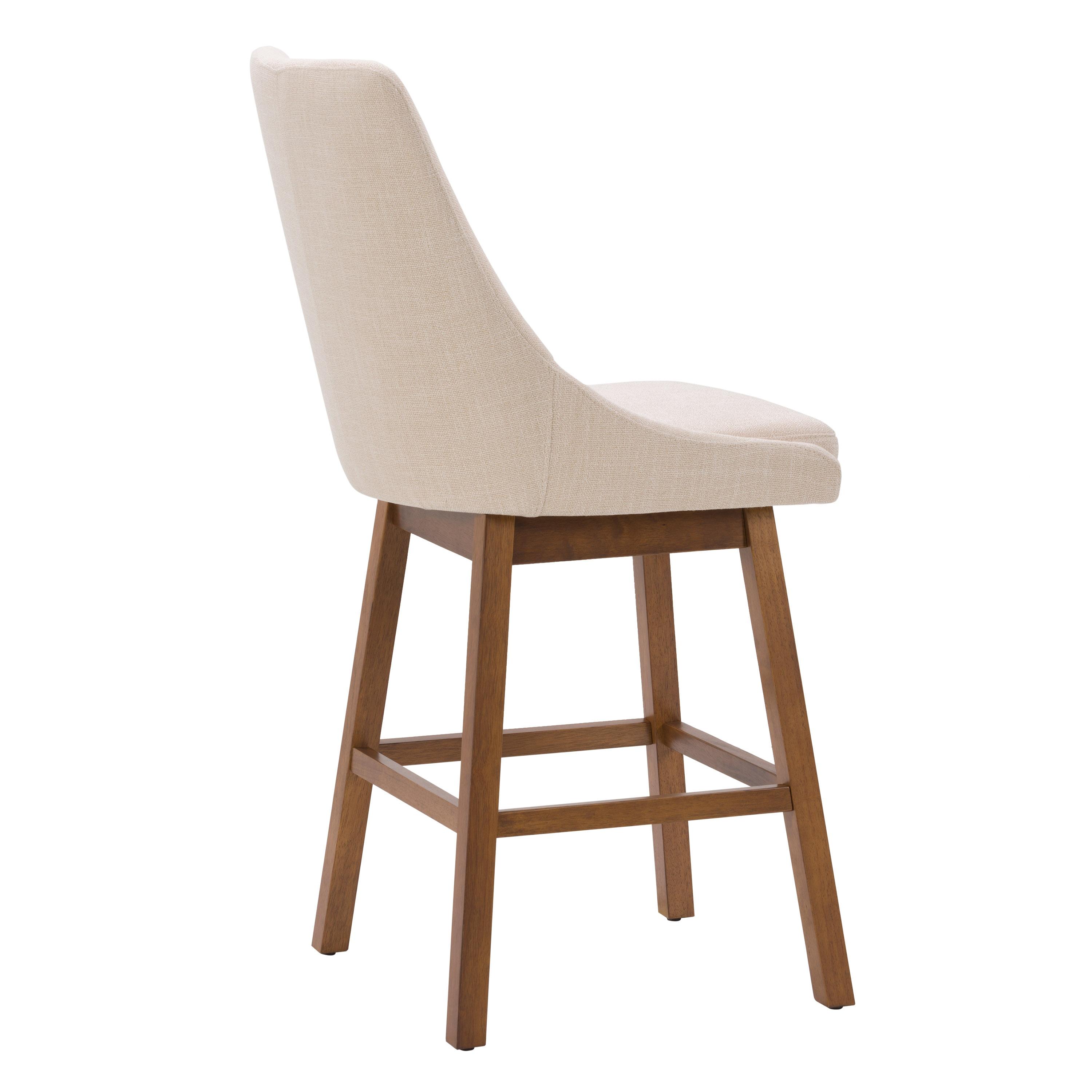 Set of 2 Boston Formed Back Fabric Barstools Beige - CorLiving: Counter Height, Upholstered, Rubberwood Legs