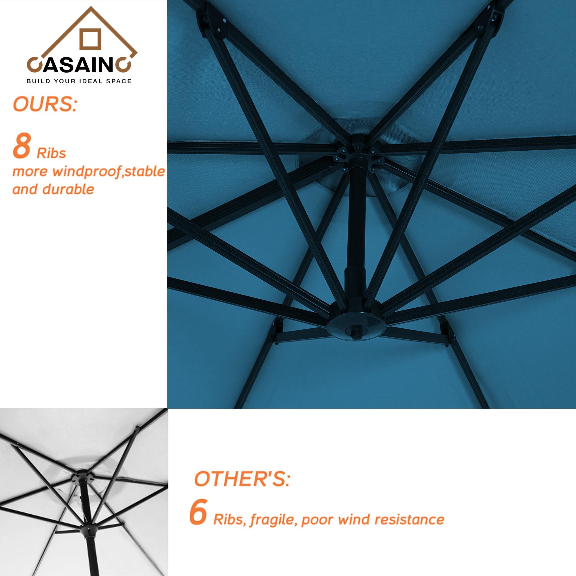 Pure Garden 9FT Outdoor Vented Patio Umbrella with Easy Crank (Blue)