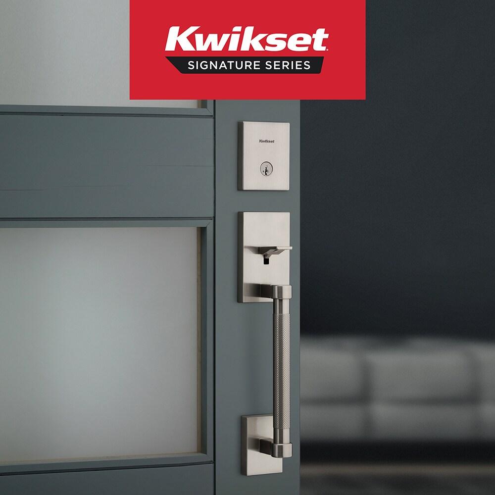 Kwikset Prava Front Door Lock Handle and Deadbolt Set, Entry Handleset Exterior with Interior Reversible Lever, Satin Nickel, Pick Resistant SmartKey Rekey Deadbolt Security, with Microban Protection