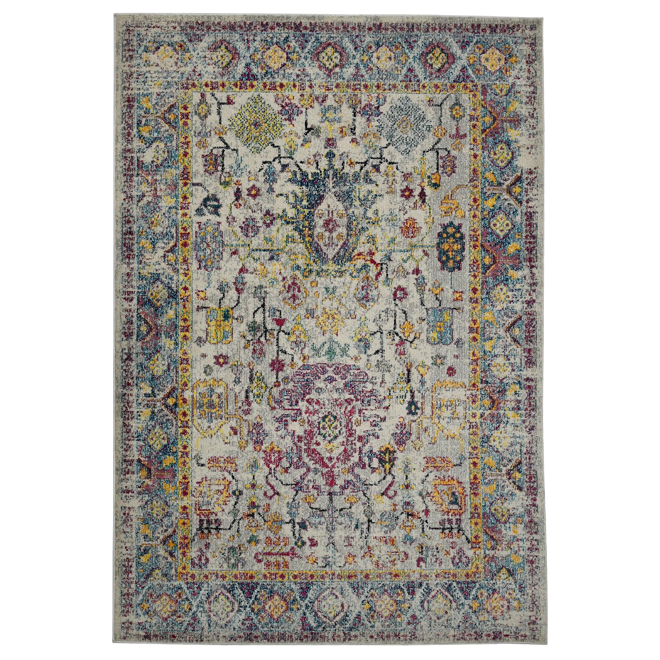 AMER Rugs Alyssa Transitional Bordered Durable Performance Multicolor Area Rug
