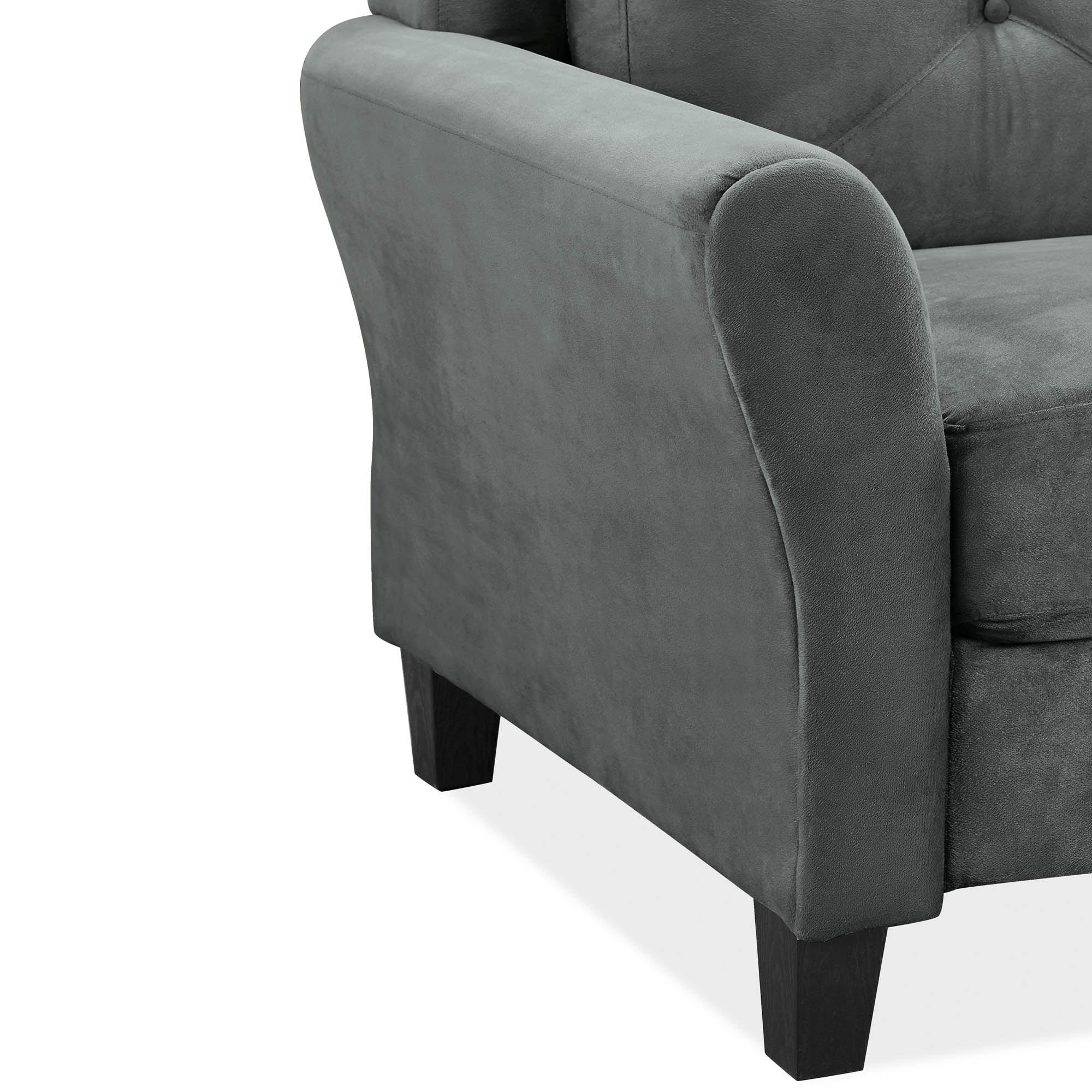Lifestyle Solutions Taryn Traditional Sofa with Rolled Arms, Dark Gray Fabric