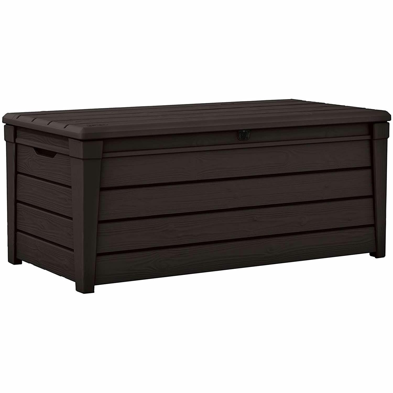 Keter Brightwood 120 Gallon Large Durable Outdoor Storage and Weather Resistant Resin Deck Box