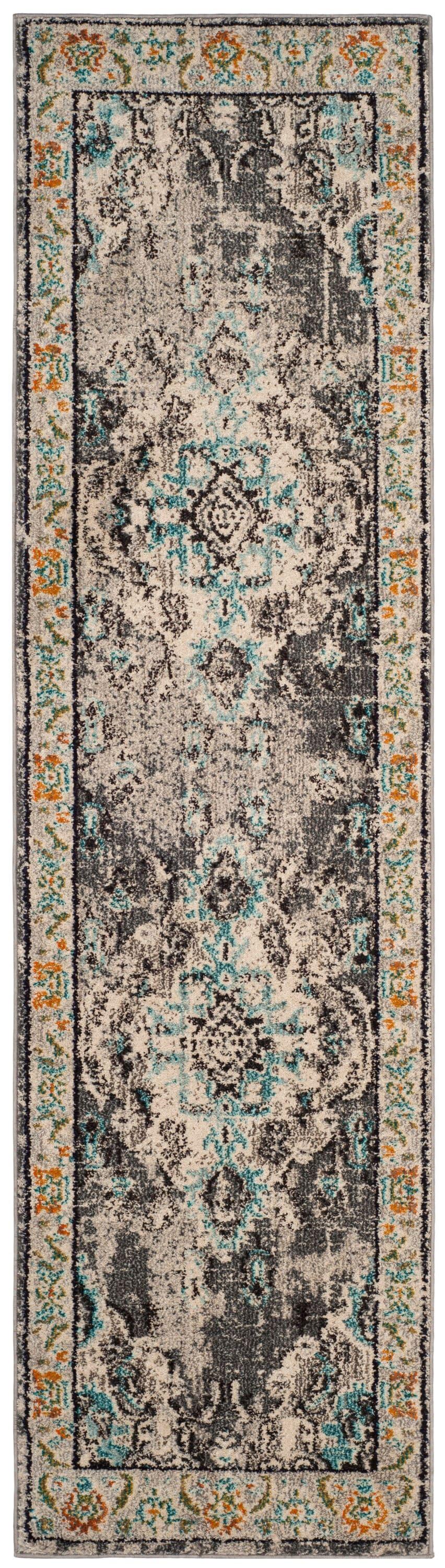 Monaco MNC243 Power Loomed Indoor Runner Rug - Grey/Light Blue - 2'2"x6' - Safavieh.