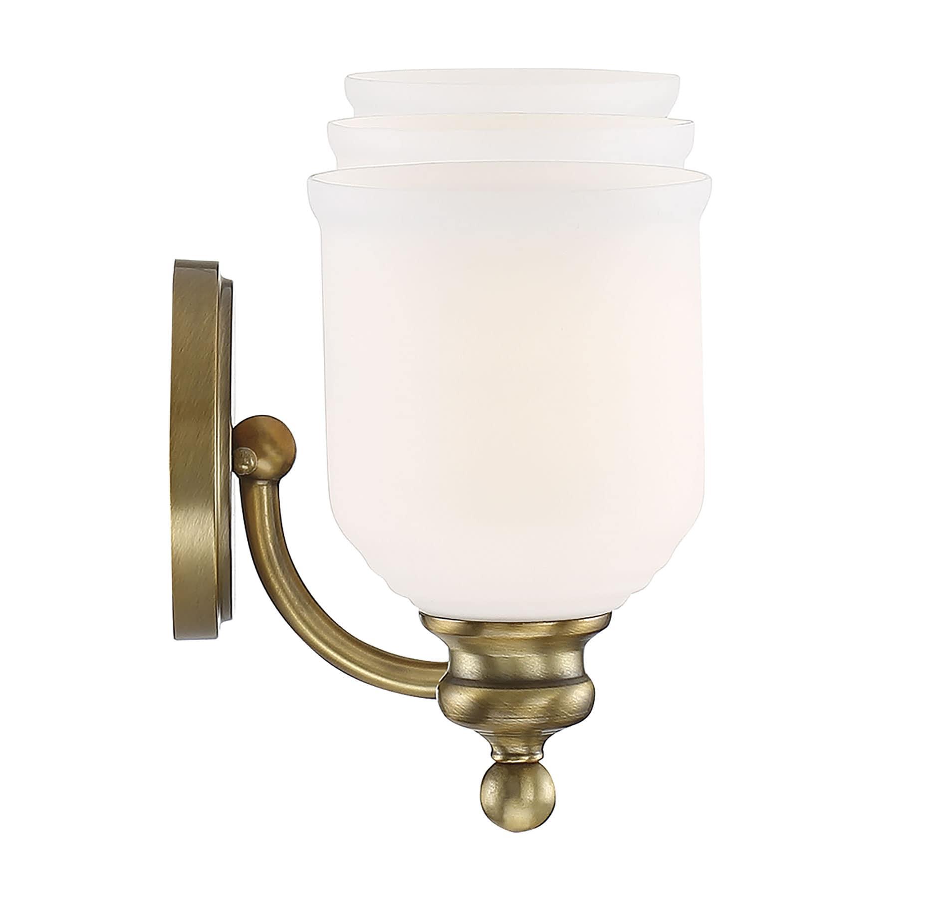 Warm Brass 3-Light Dimmable Bathroom Vanity Fixture