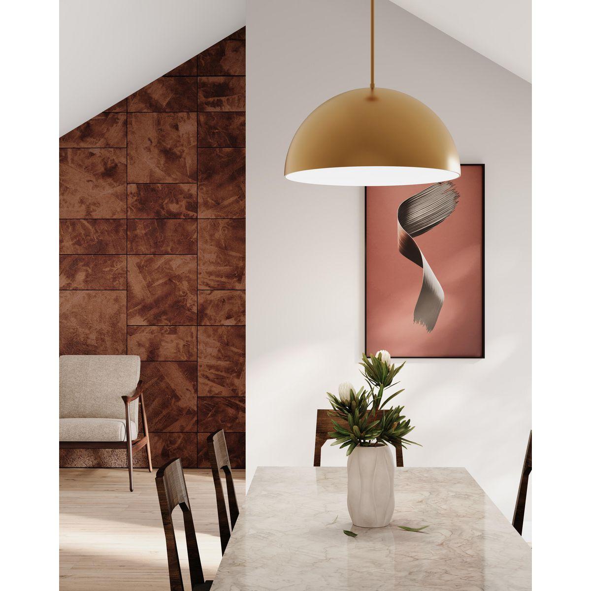 Perimeter Collection One-Light Brushed Gold Mid-Century Modern Pendant with metal Shade