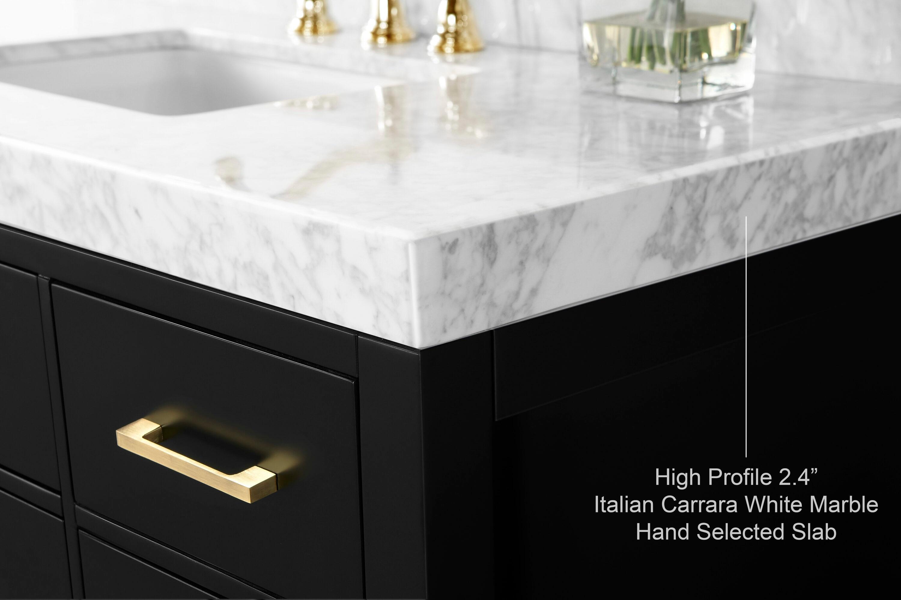 Elizabeth 60'' Black Onyx Double Vanity with Marble Top