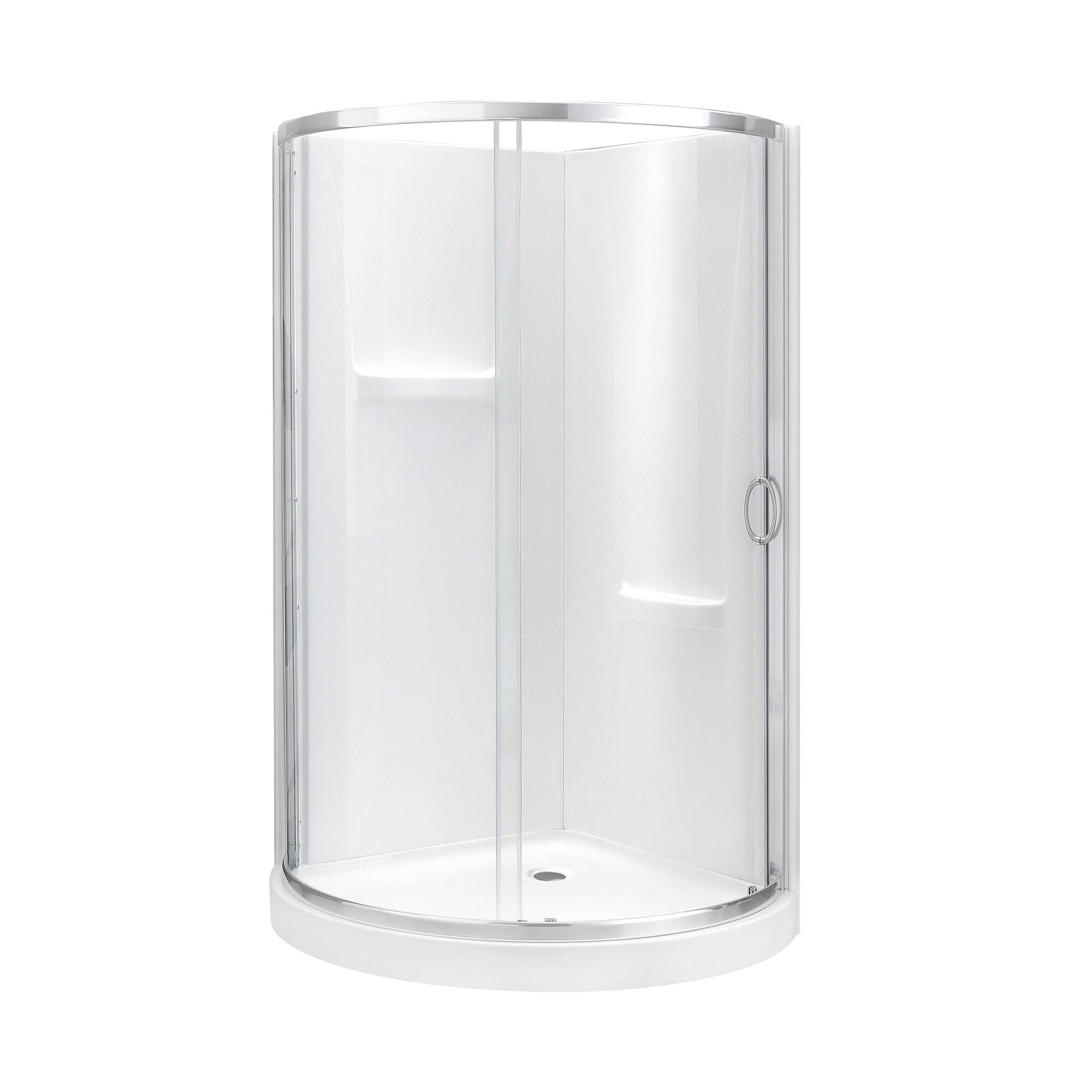 OVE Decors Breeze 40 in. Framed Round Shower Kit w/ Clear Glass, Base, Wall