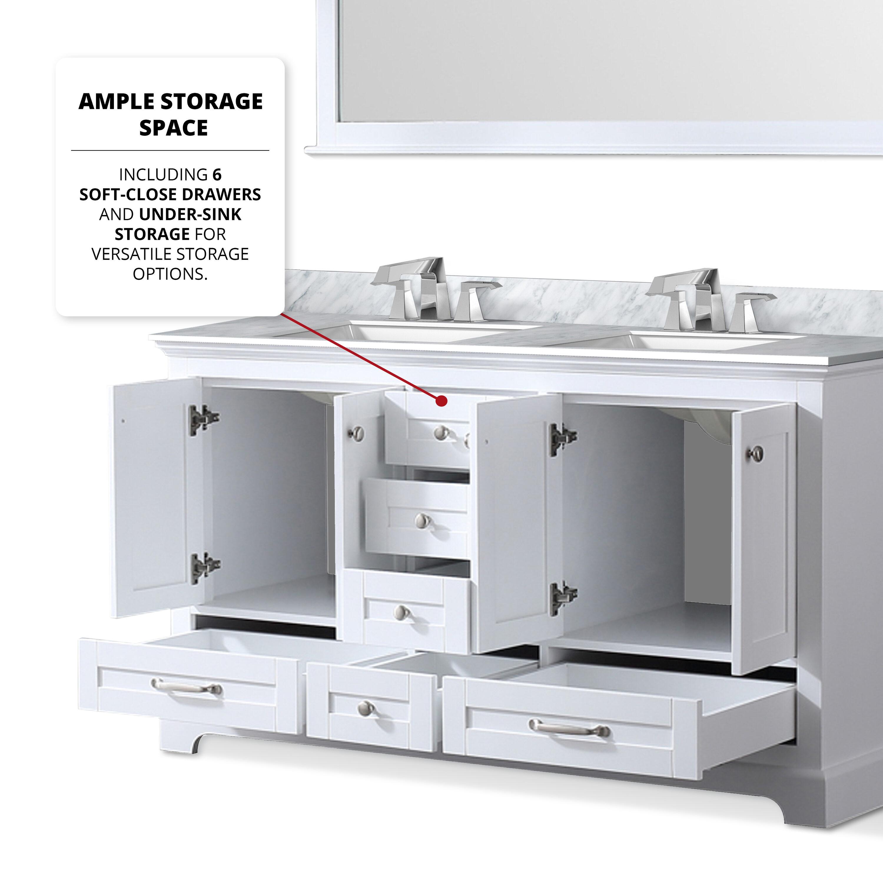 Lexora Home Dukes 60" Double Vanity with Mirror in White