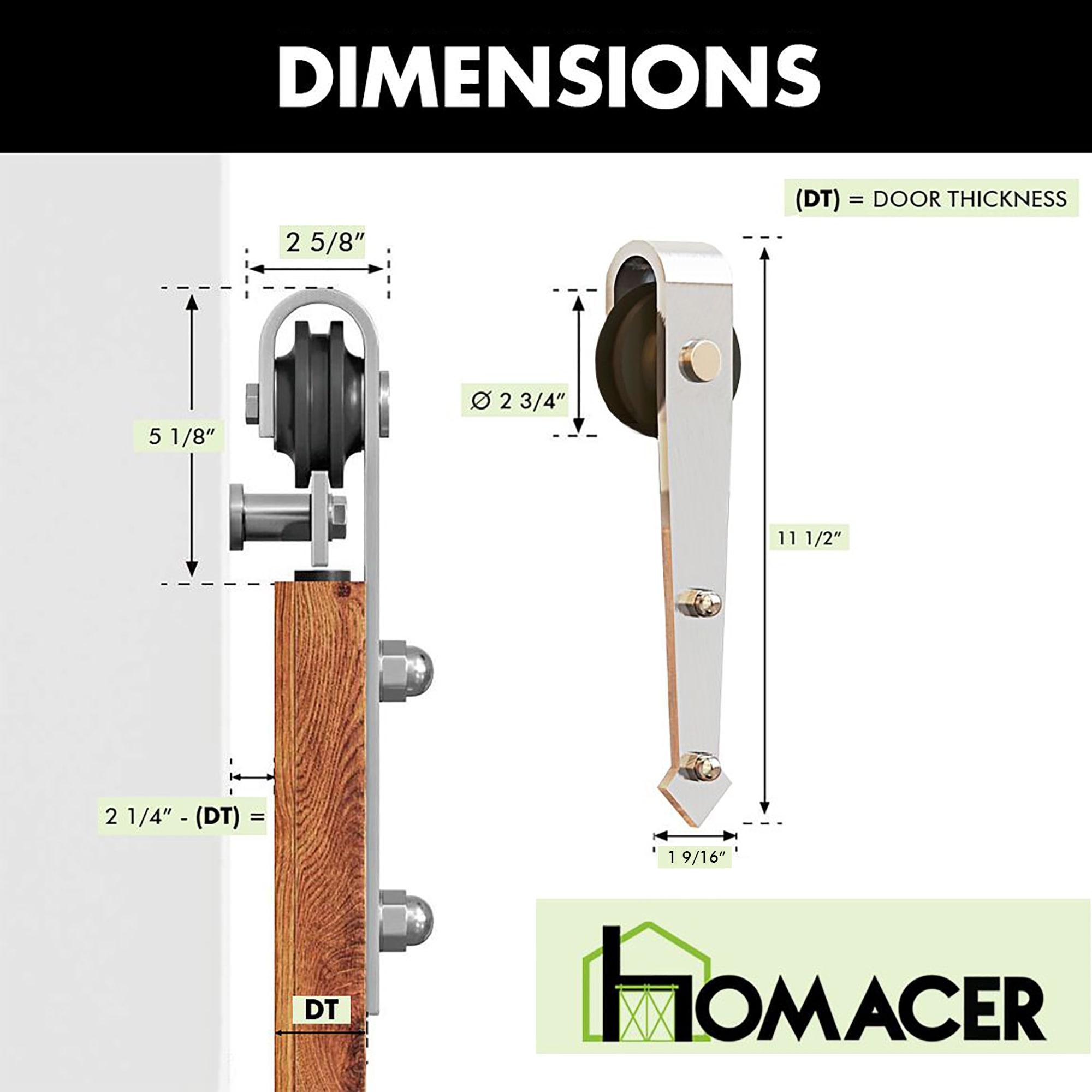 Homacer Brushed Nickel Sliding Barn Door Hardware Kit, for Two/Double Doors, 7ft Long Flat Track, Arrow Design Roller, Heavy Duty, for Interior & Exterior Use