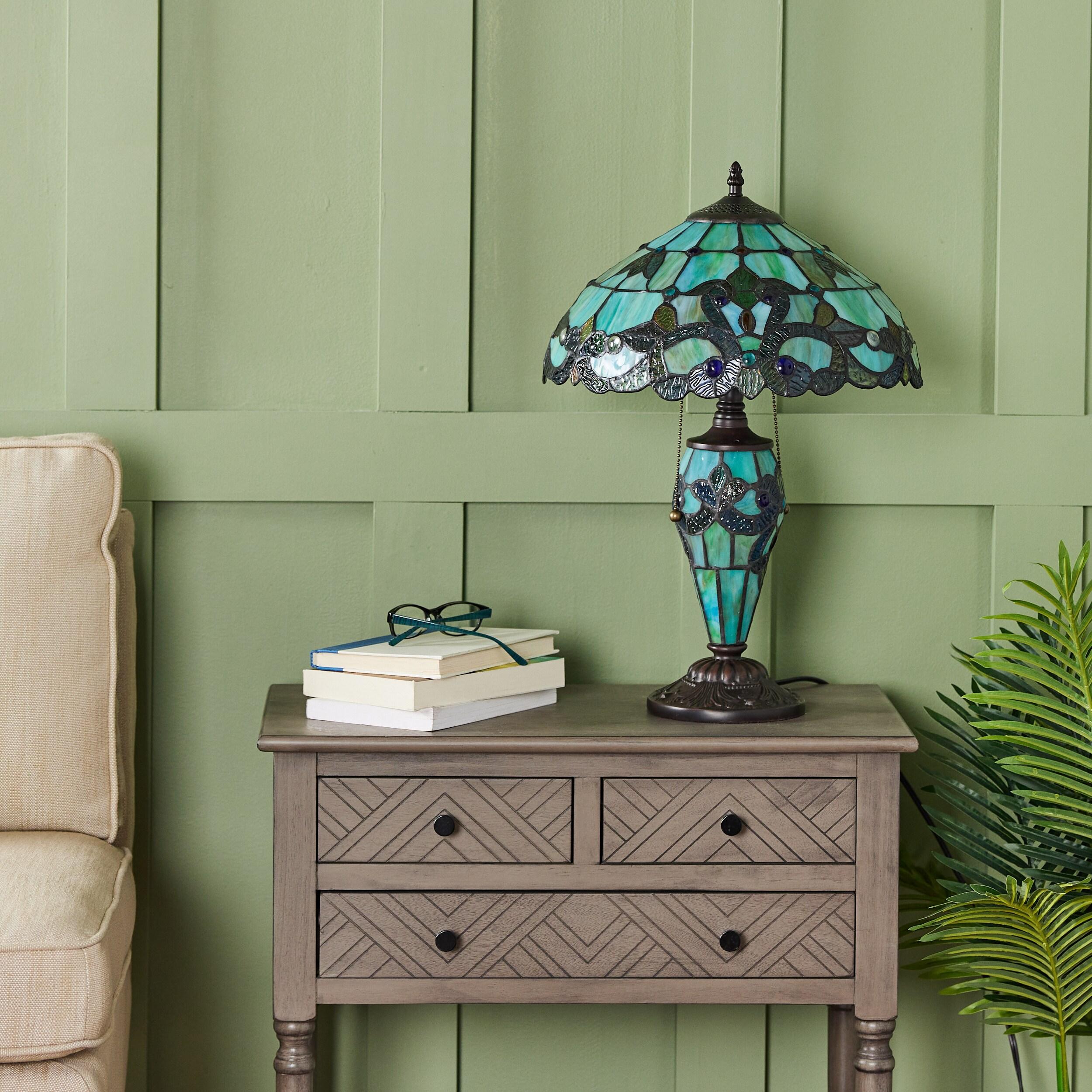 Harlow 20" Green Stained Glass Dome Accent Lamp