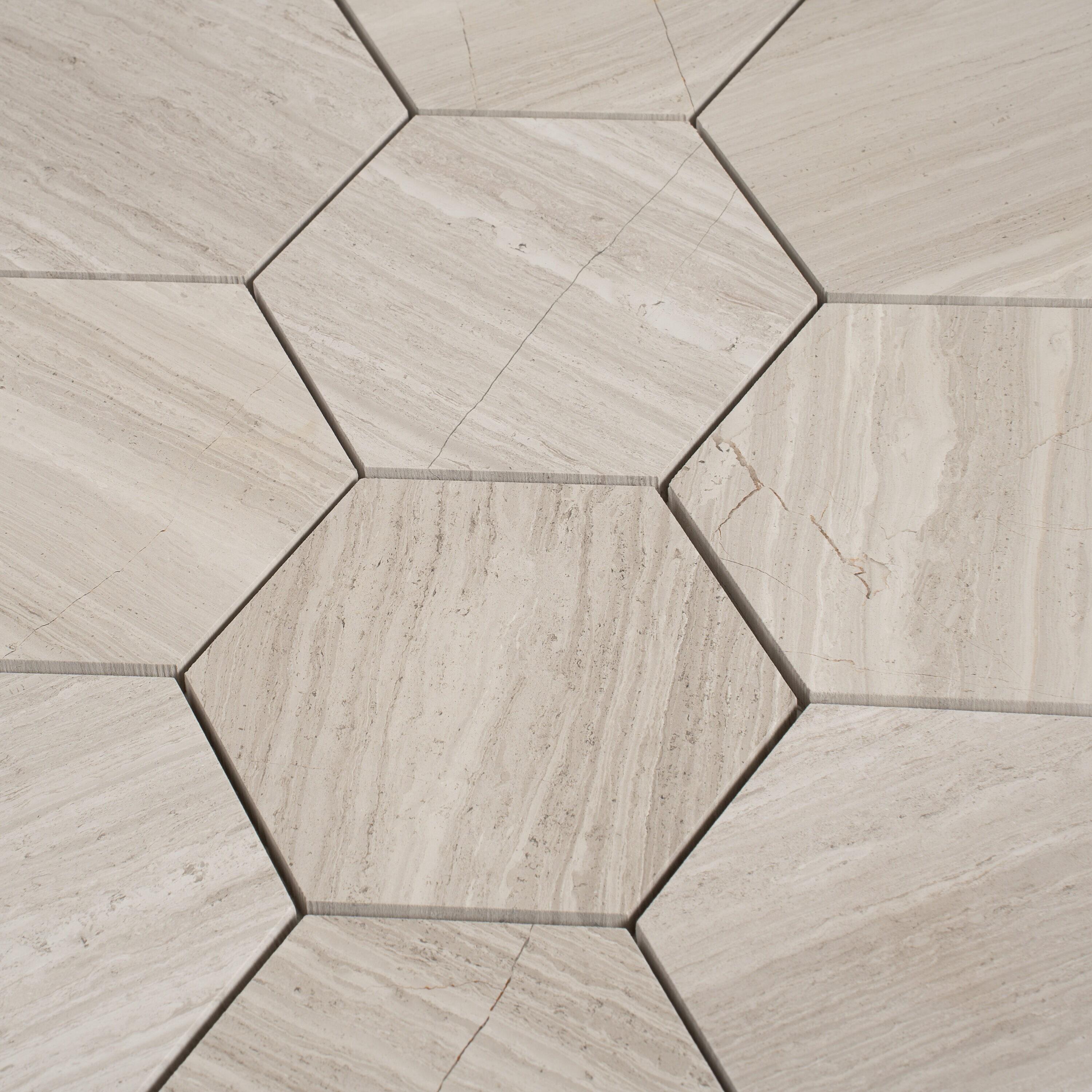 Apollo Tile   Beige 11.4-in. x 12.3-in Polished Wooden Textured Mosaic Hexagon Floor And Wall Tile (4.87 sq ft/case)