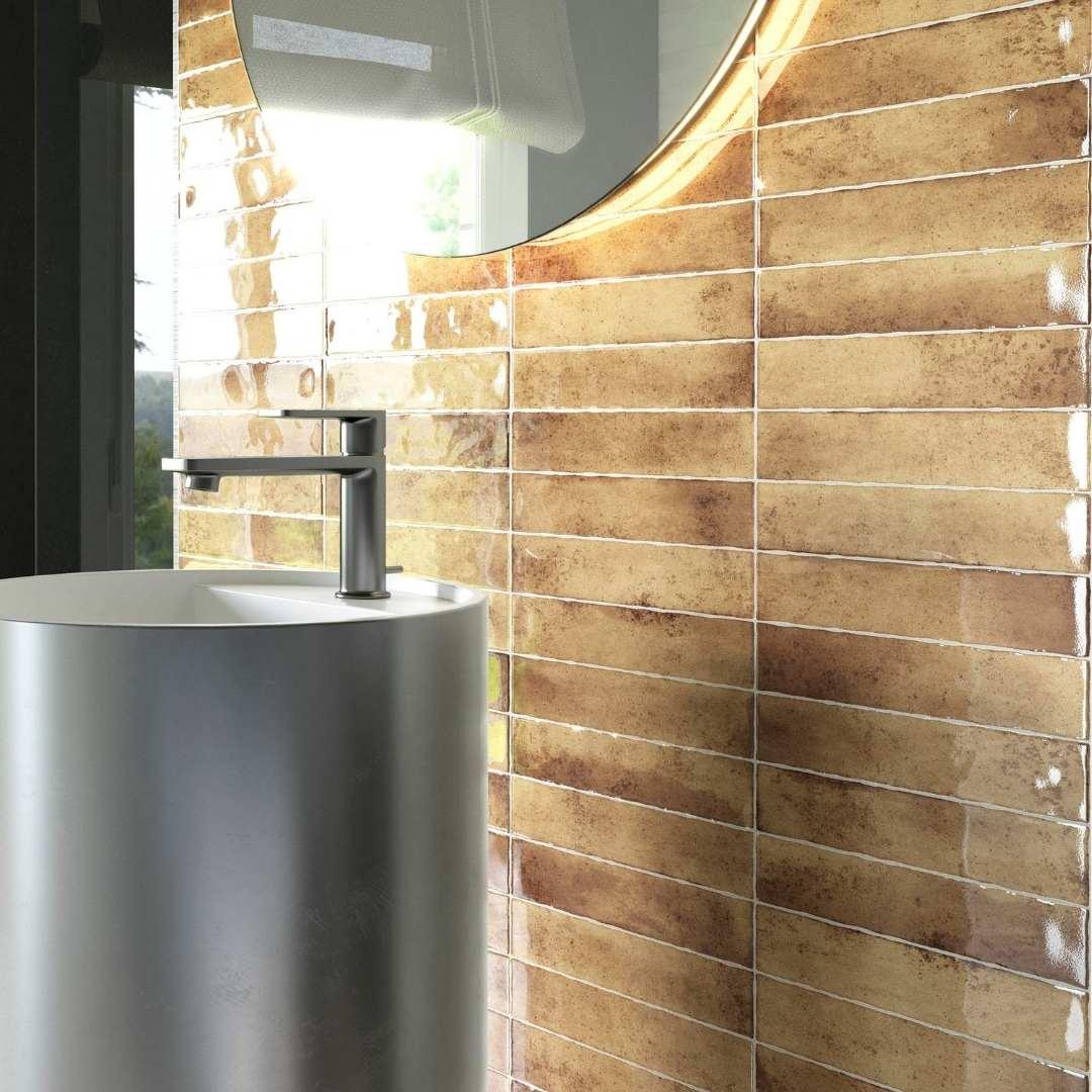 The Tile Life Ibiza 2x10 Terracotta Glossy Ceramic Subway Wall Tile - 2x10 Sample