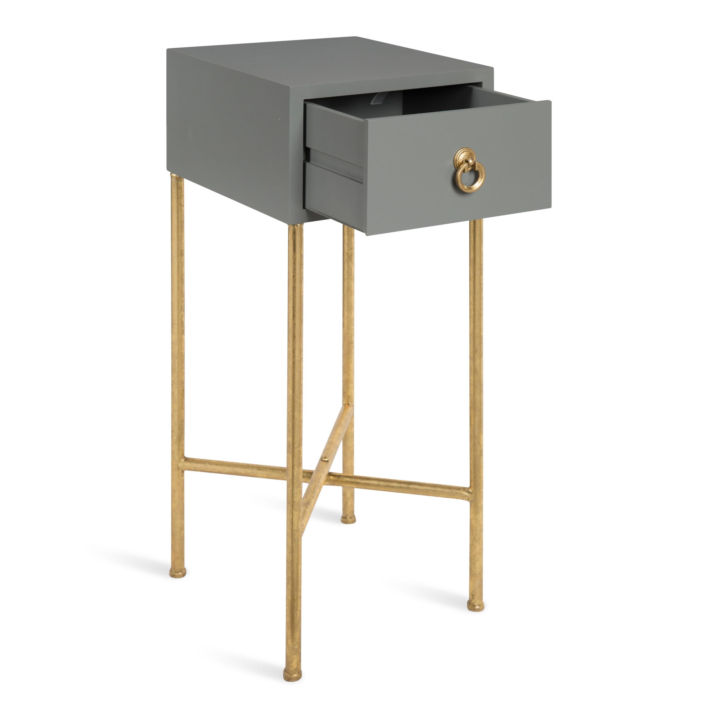 Kate and Laurel Decklyn Square MDF Tea Table, 12x12x30, Gold and Gray