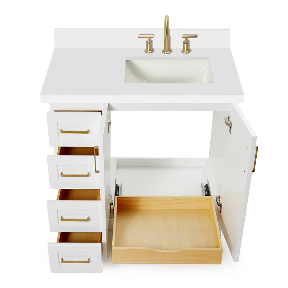 White Freestanding Single Sink Bathroom Vanity with Quartz Top