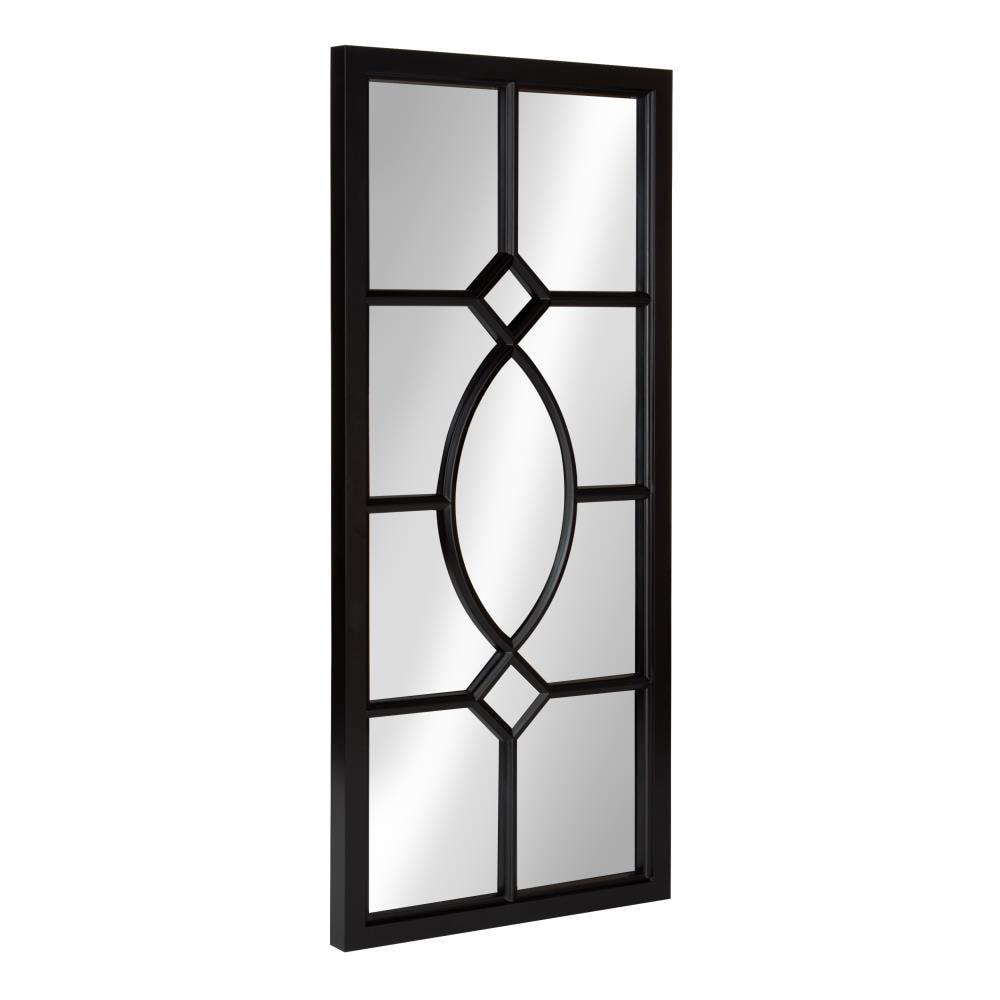 13" x 30" Cassat Framed Wall Accent Mirror Black - Kate and Laurel: Modern Glossy Finish, No Assembly Required