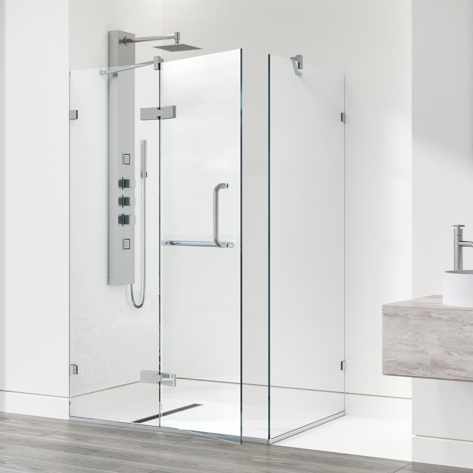 VIGO Monteray 46" W x 30" D x 73" H Hinged Frameless Shower Enclosure with 3/8  Clear Glass VG6011CHCL48