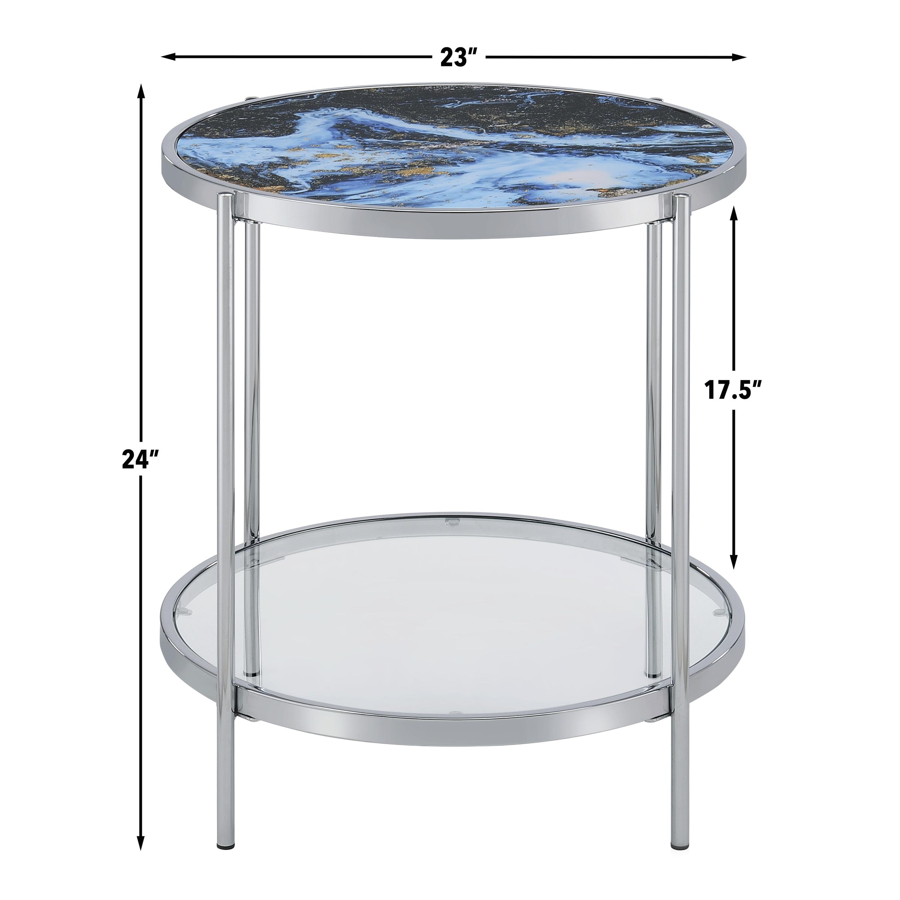 Steve Silver Averie Contemporary 23" Reversible Round End Table, Blue