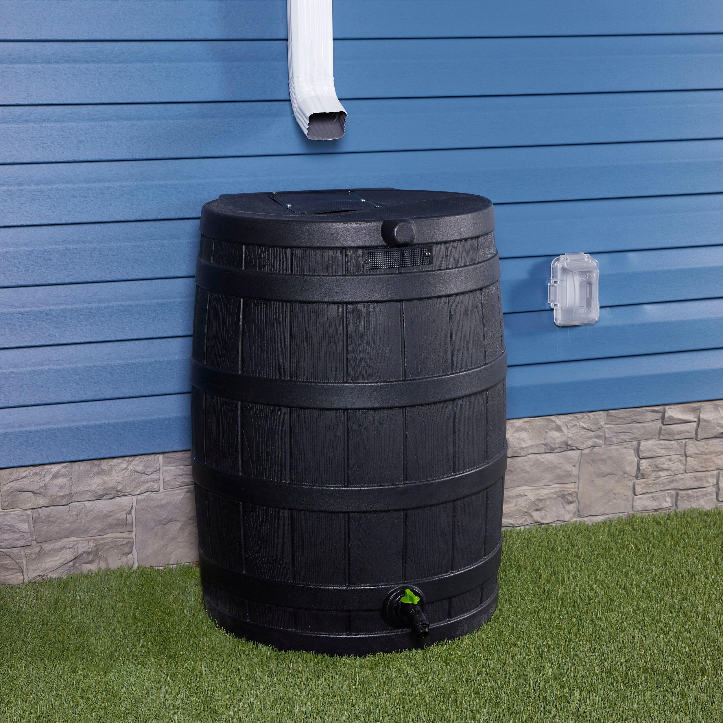 Good Ideas 50 Gallons Plastic Drainable Dual Overflow Rain Barrel