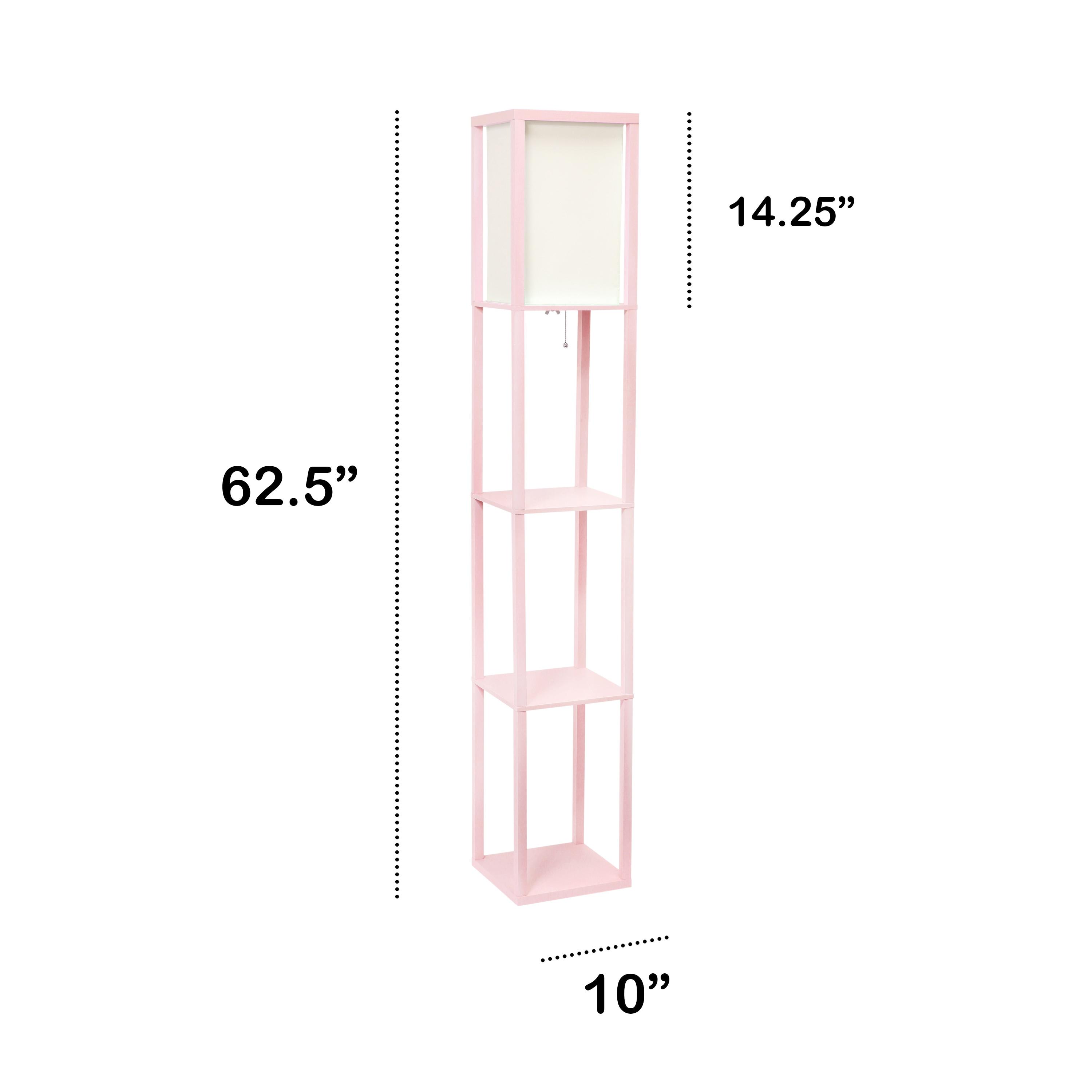 Column Shelf Floor Lamp with Linen Shade Light Pink - Lalia Home: ETL Listed, Pull Chain Switch