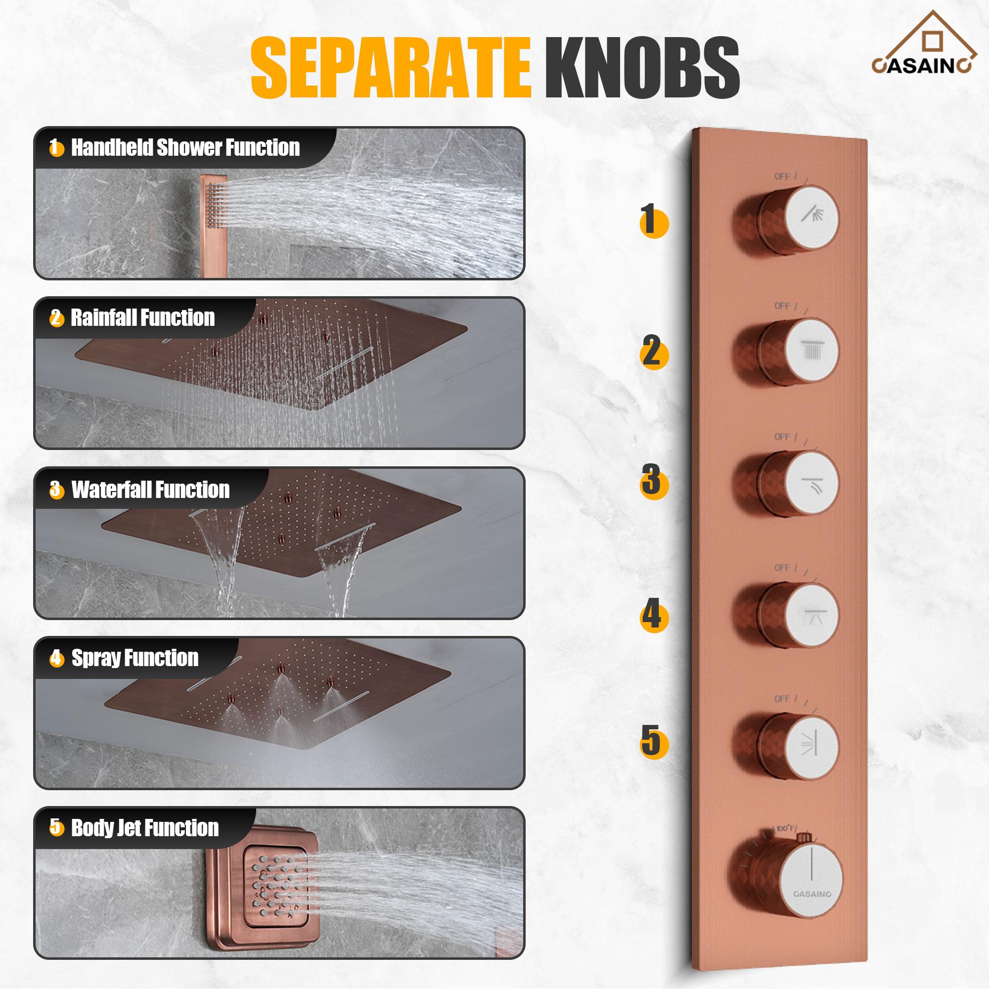 Thermostatic Complete Rainfall Shower System with Rough in-Valve and Body Spray