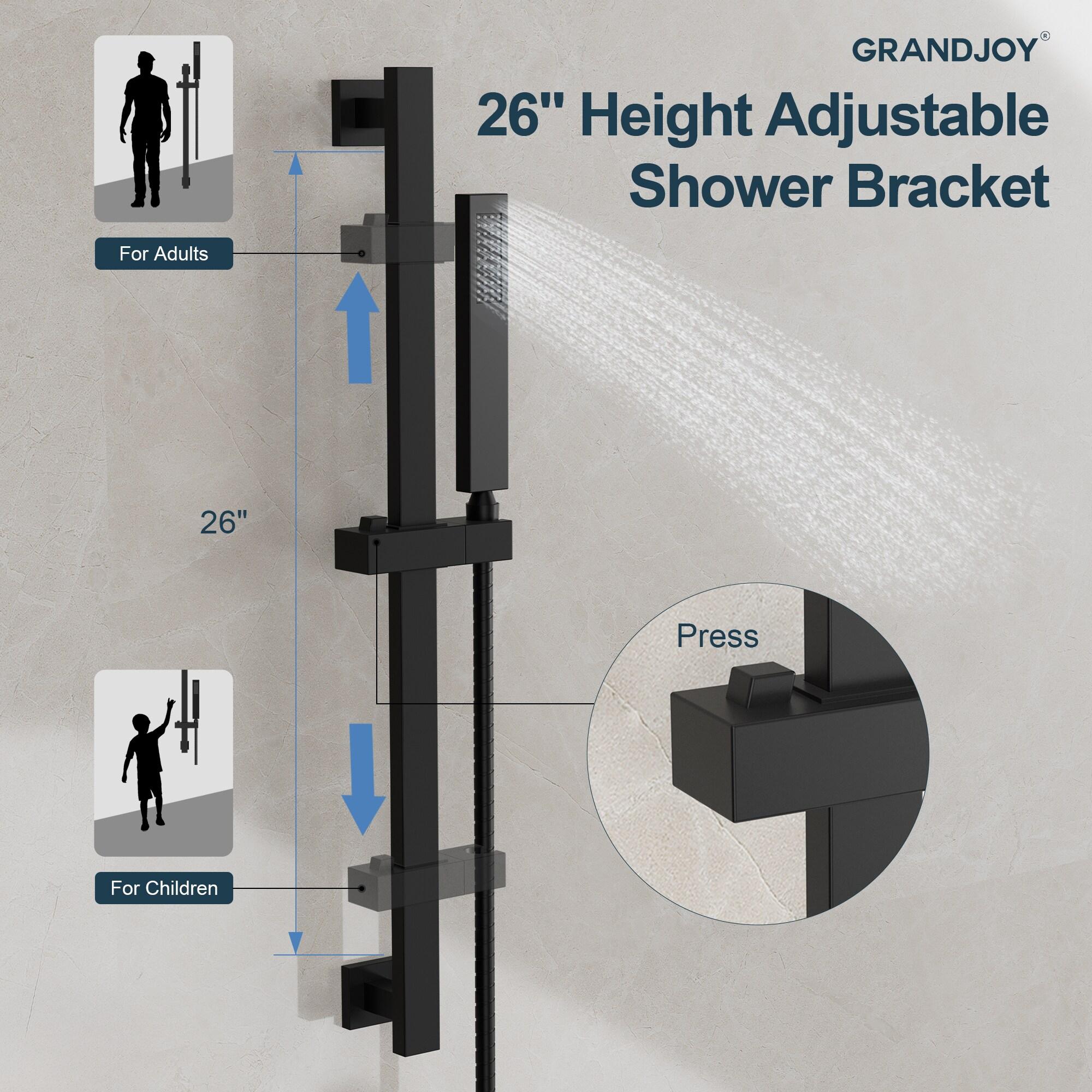 GRANDJOY Complete Shower System, 10" and 6" Dual Wall Mount Rain Shower Faucets with Handheld Shower Spray, High Pressure in Matte Black