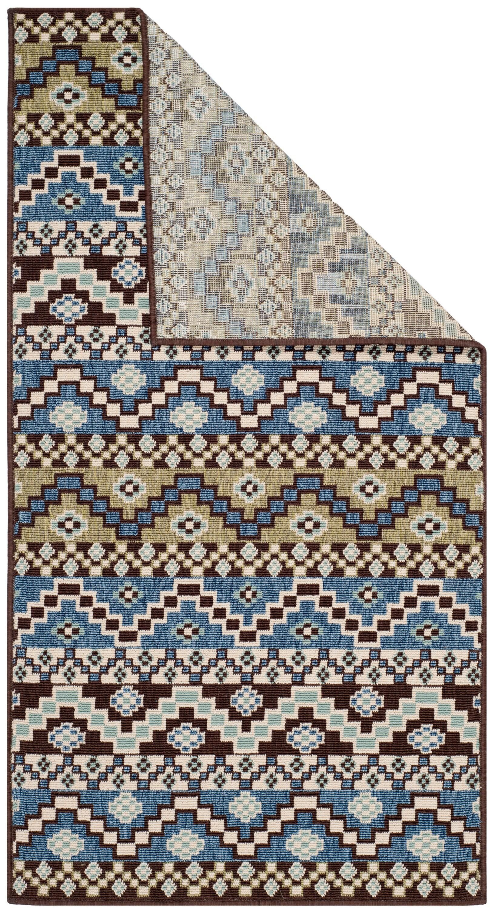 Veranda VER095 Power Loomed Indoor/Outdoor Accent Rug - Blue/Creme - 2'7"x5' - Safavieh