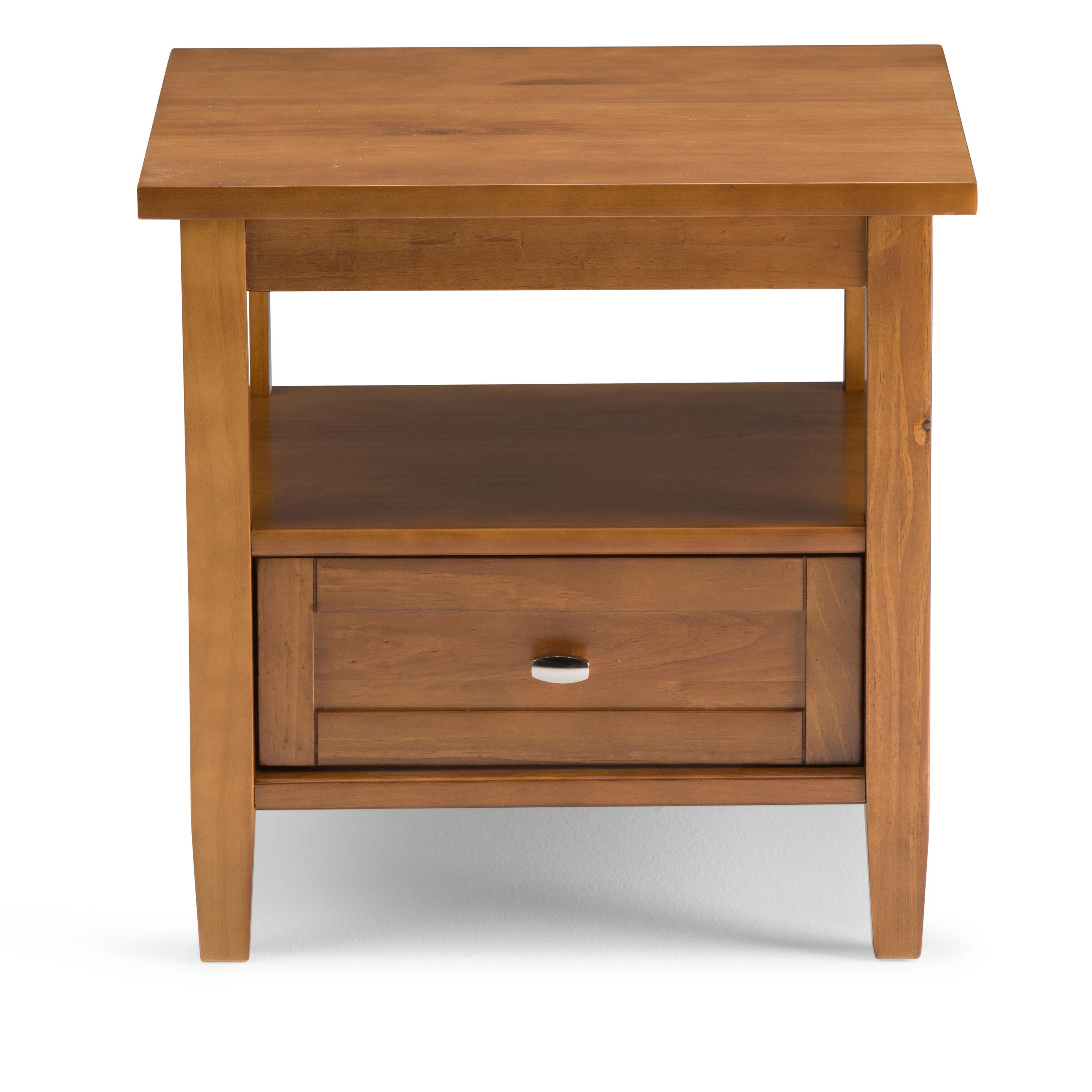 Warm Solid Wood End Table with Storage