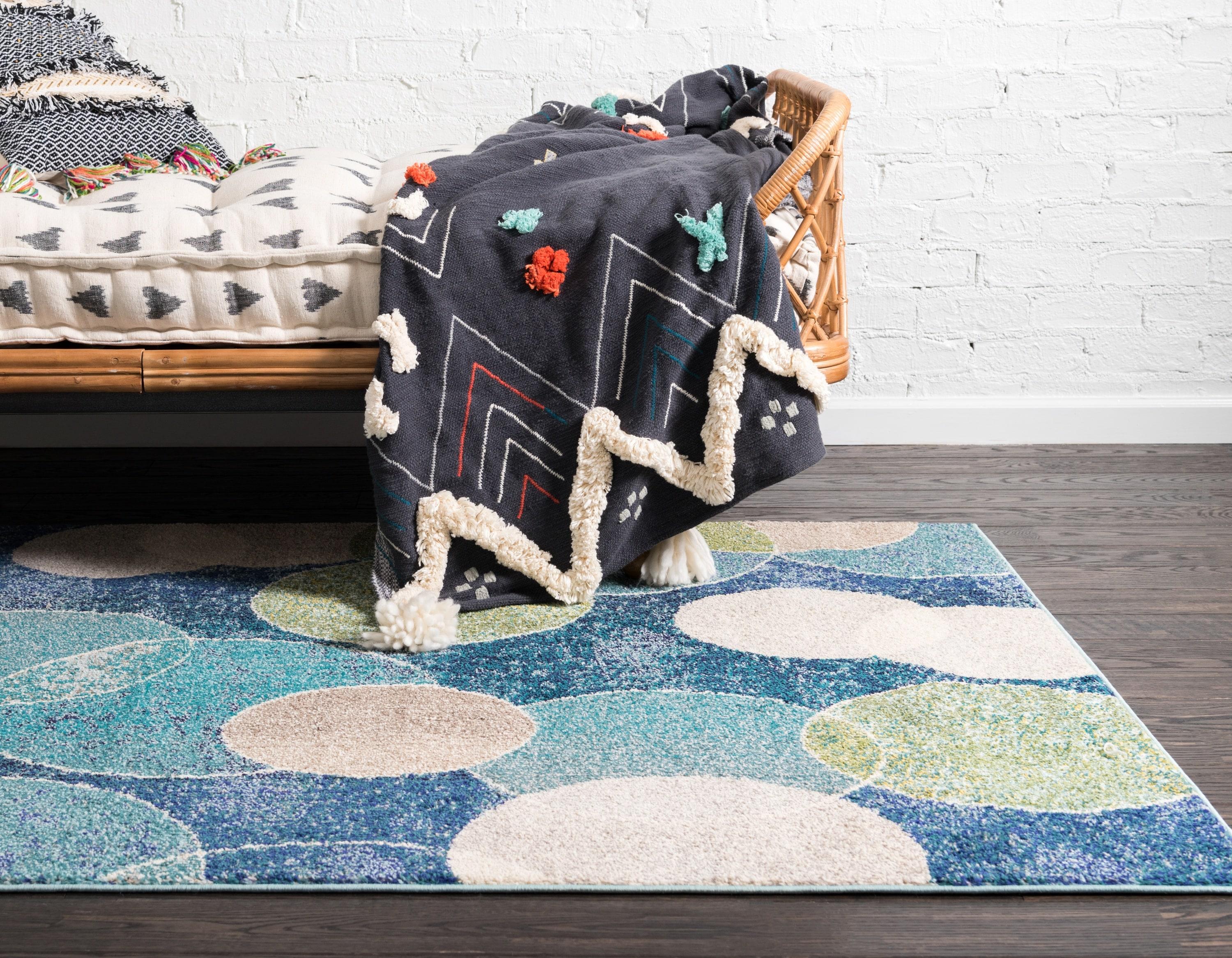 Unique Loom 4' 1 x 6' 1 Navy Blue Chromatic Seaside Area Rug