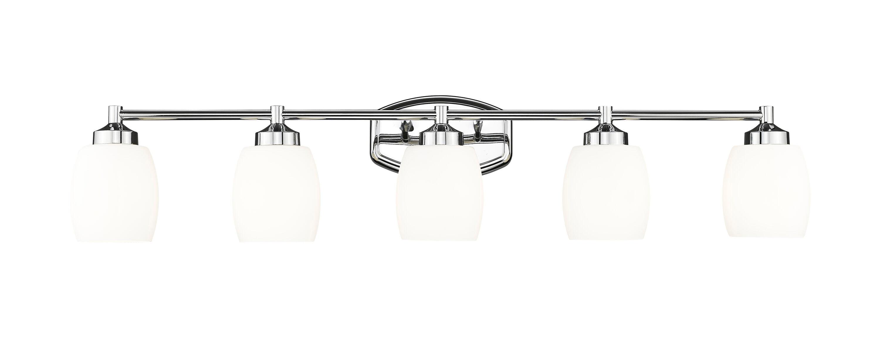 Kendrick 39.25" Chrome Vanity Light with Matte Opal Glass Shades
