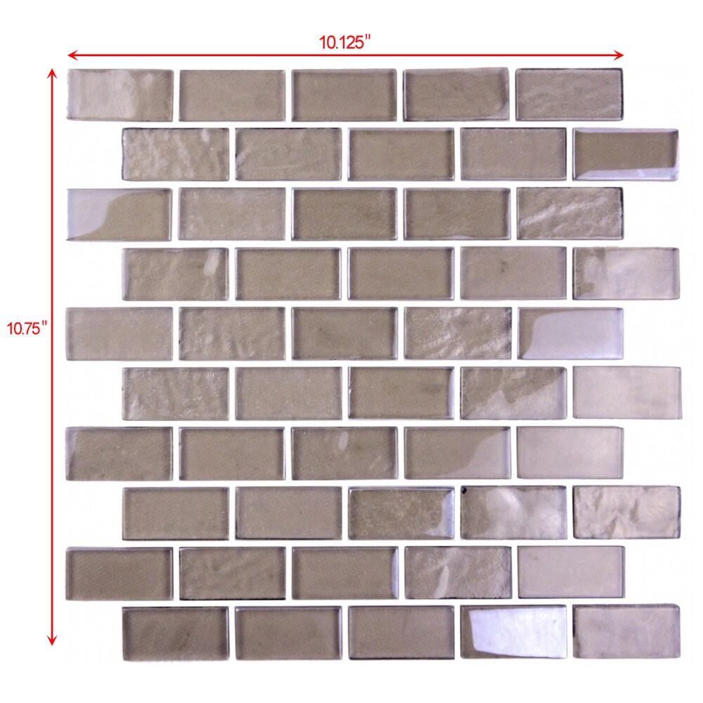 Abolos Landscape 1 in. x 2 in. Translucent Glass Plastic Face Mounted Brick Mosaic Designer Pool Tile