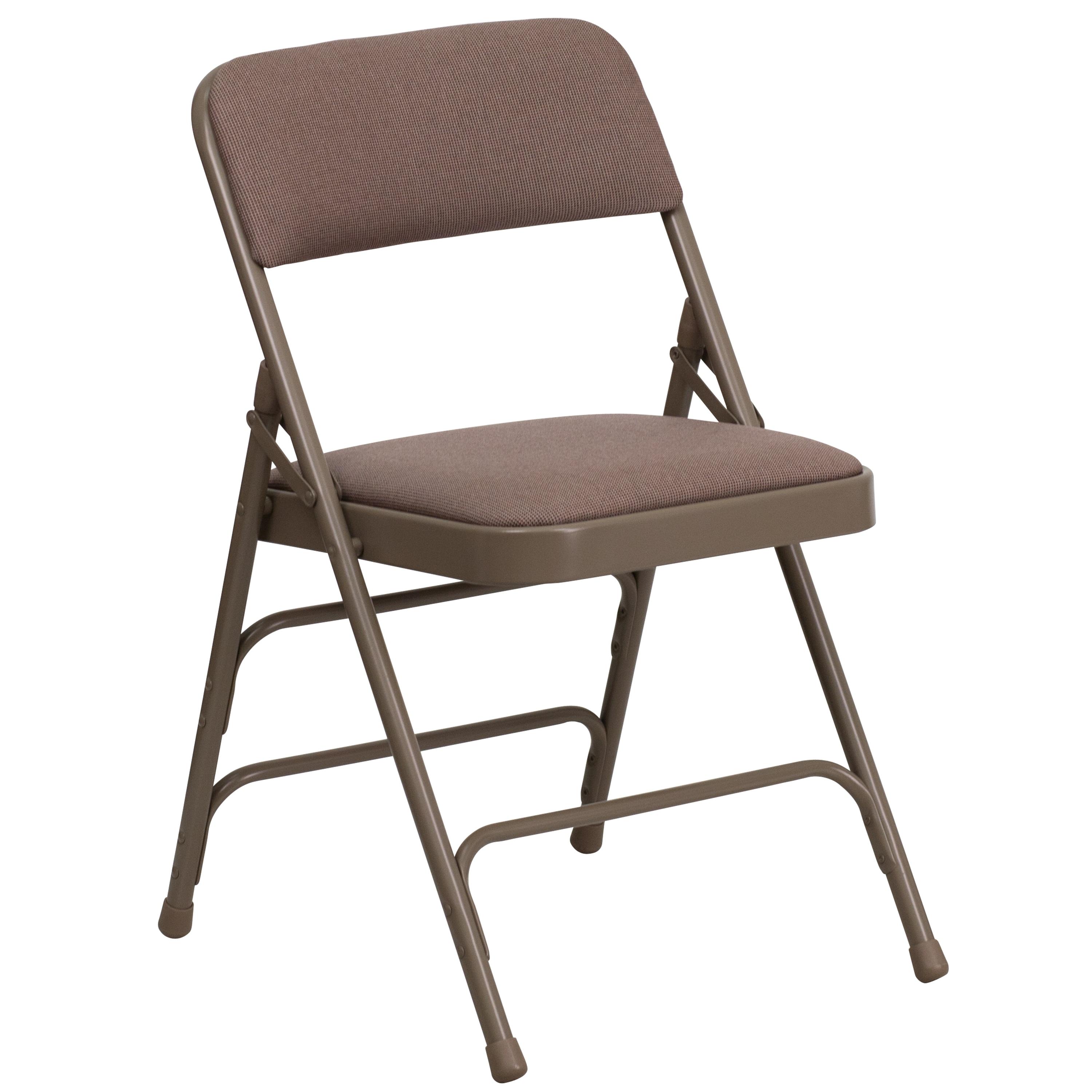 WIixle HERCULES Series Curved Triple Braced & Double Hinged Beige Fabric Metal Folding Chair