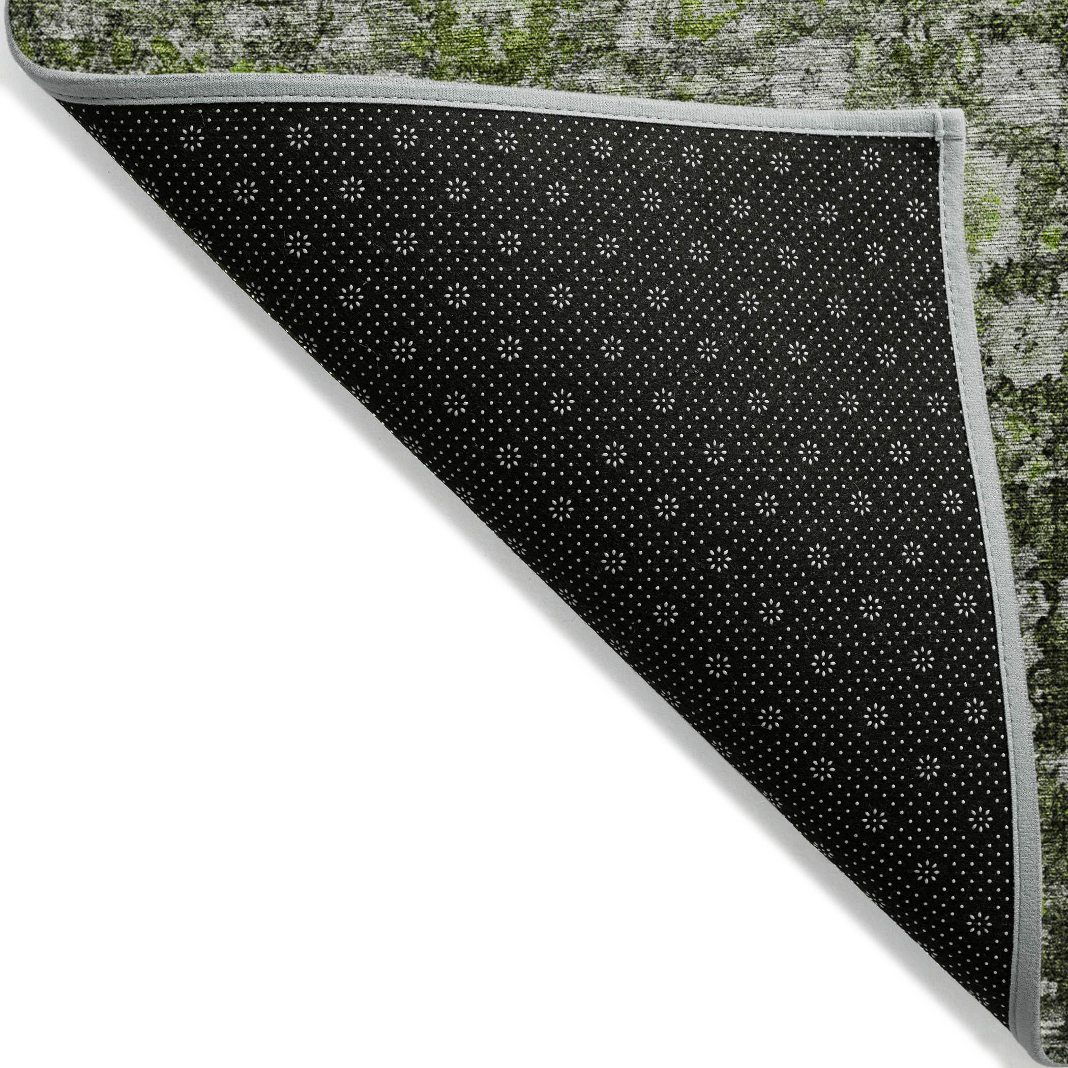Green Synthetic Flat Woven Rectangular Washable Rug