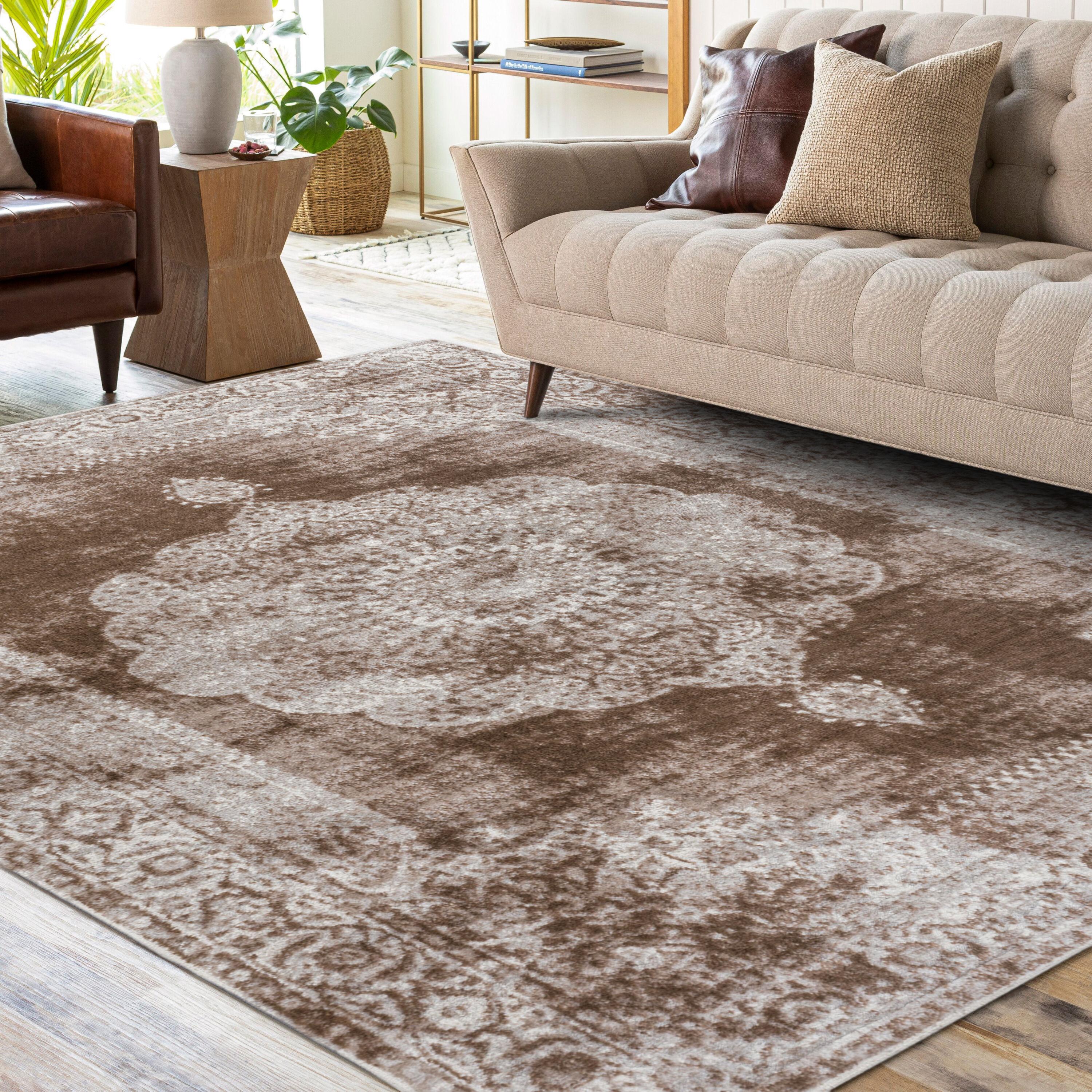 JONATHAN Y Rosalia Cottage Medallion Cream/Brown 5 ft. x 8 ft. Area Rug