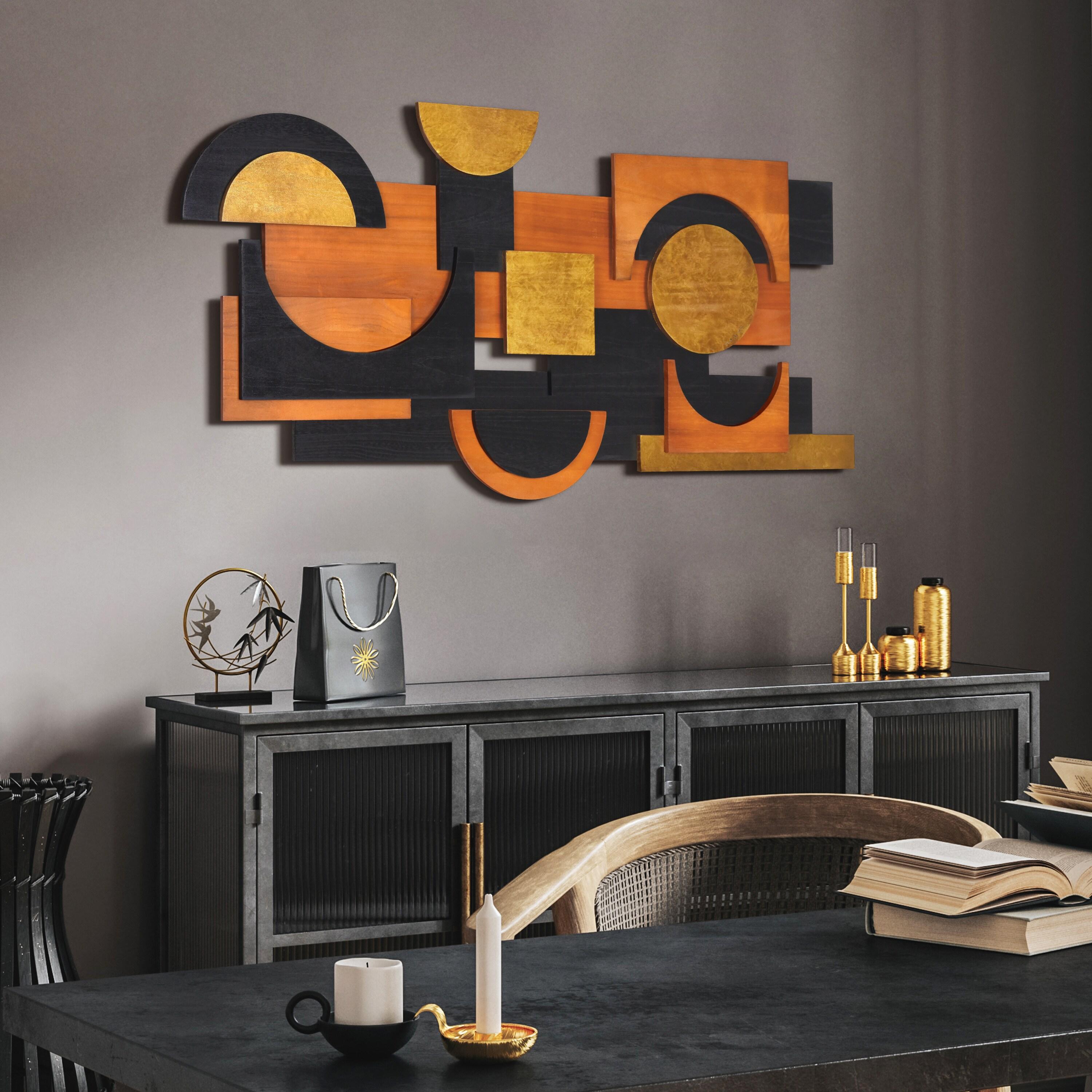 'Amber Embraces II' Hand Made & Hand Finished Dimensional Solid Paulownia Wood Abstracts Wall Art