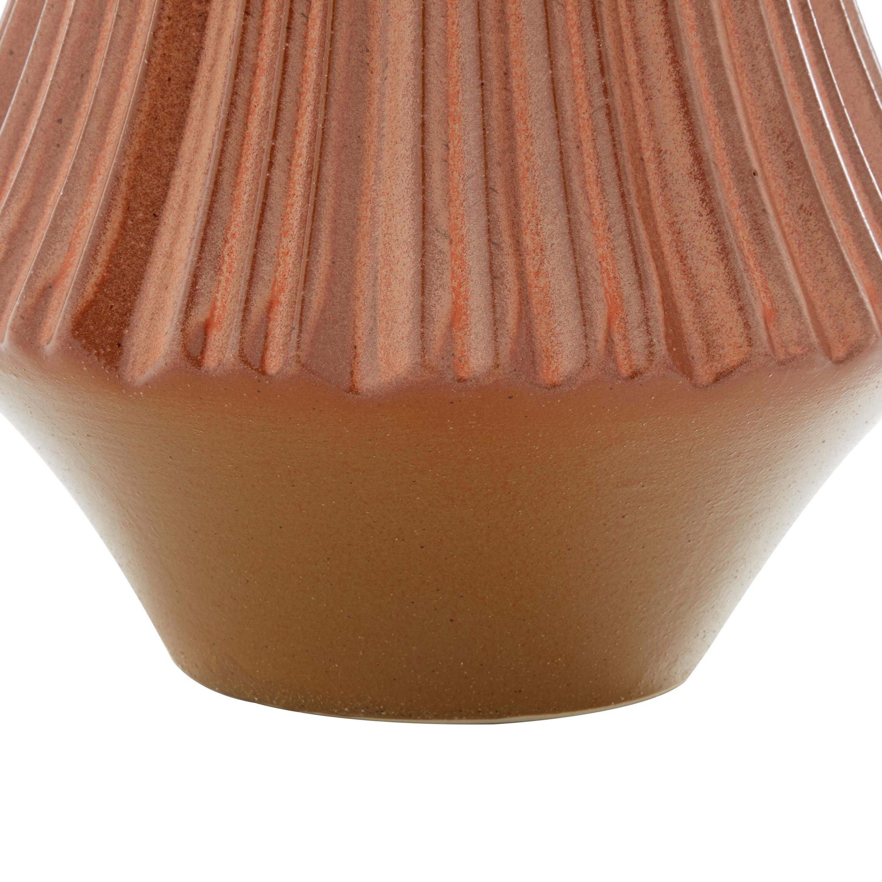 DecMode 20" Ribbed Orange Ceramic Vase