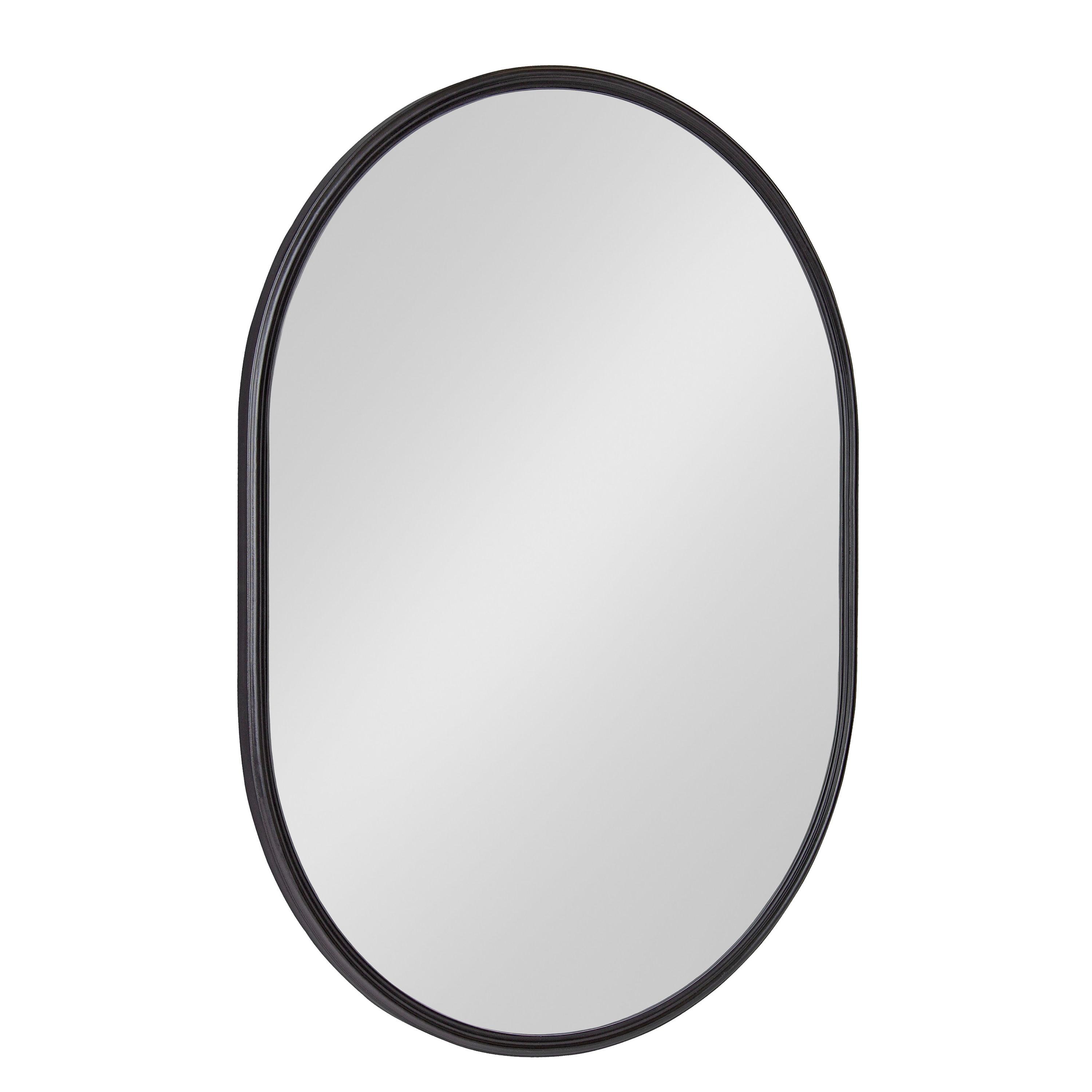 Kate and Laurel Caskill Modern Oval Mirror, 18" x 24", Black, Capsule-Shaped Accent Mirror for Entryway, Living Room, or Bathroom