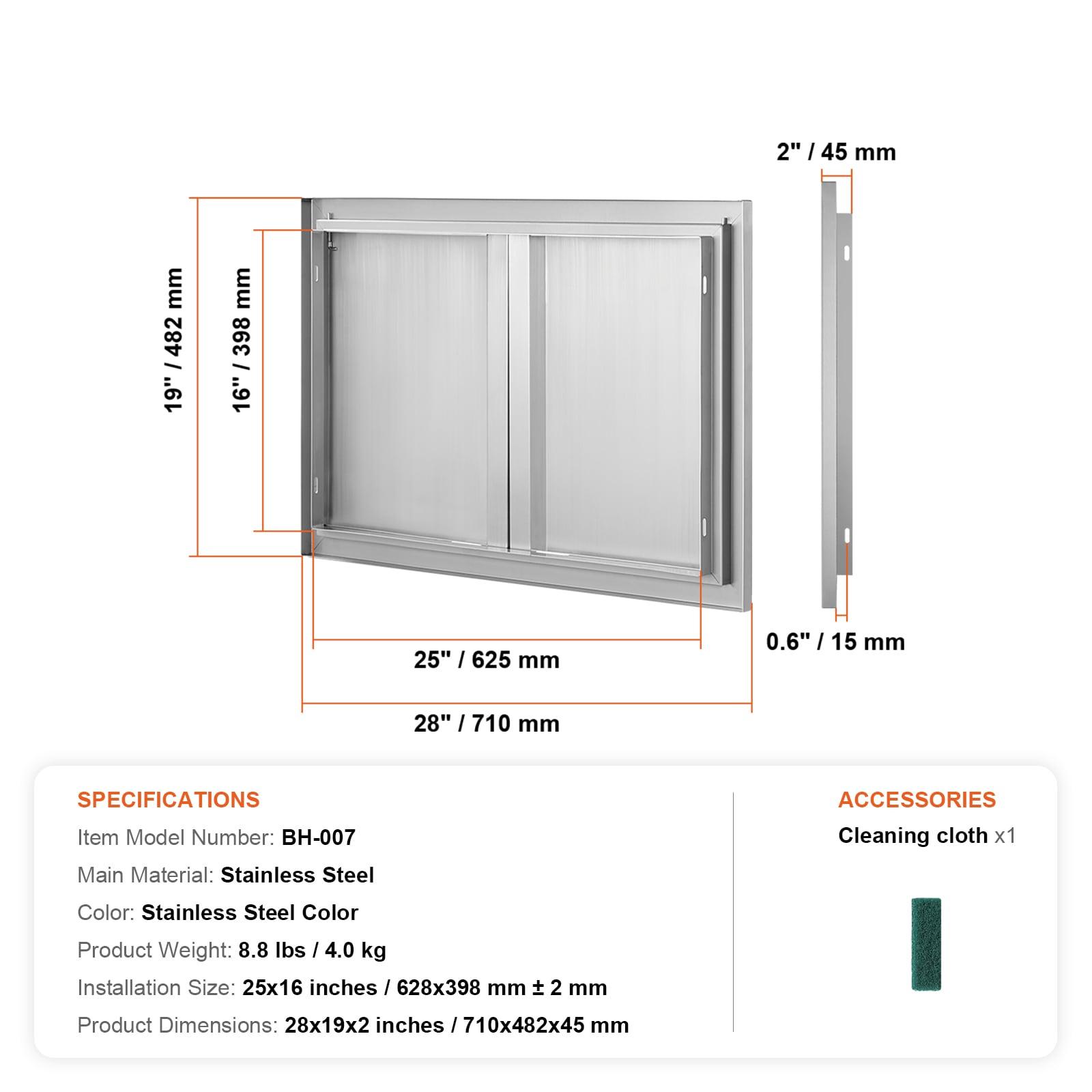 Stainless Steel Double Outdoor Kitchen Access Door