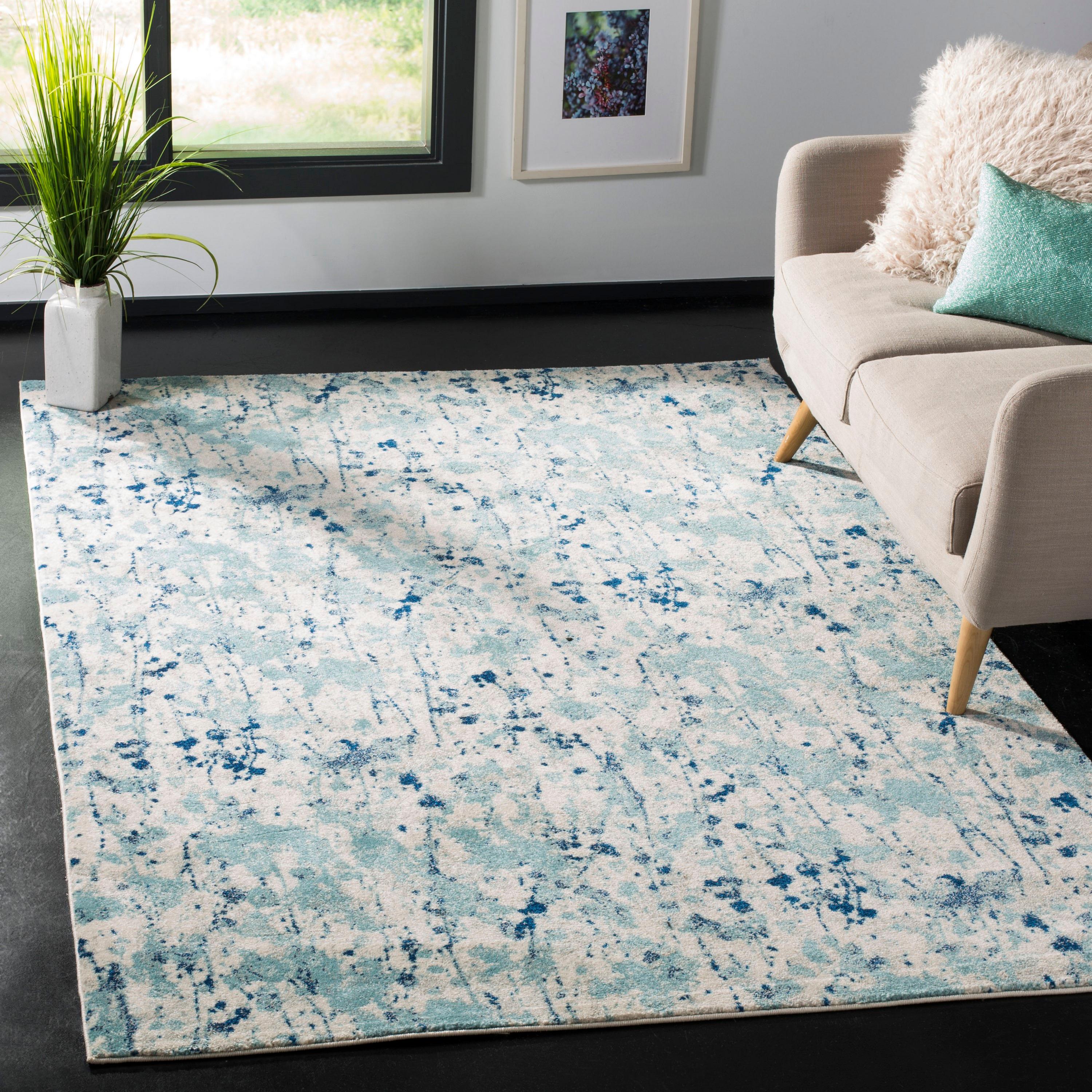 Evoke EVK284 Power Loomed Indoor Area Rug - Ivory/Blue - 4'x6' - Safavieh