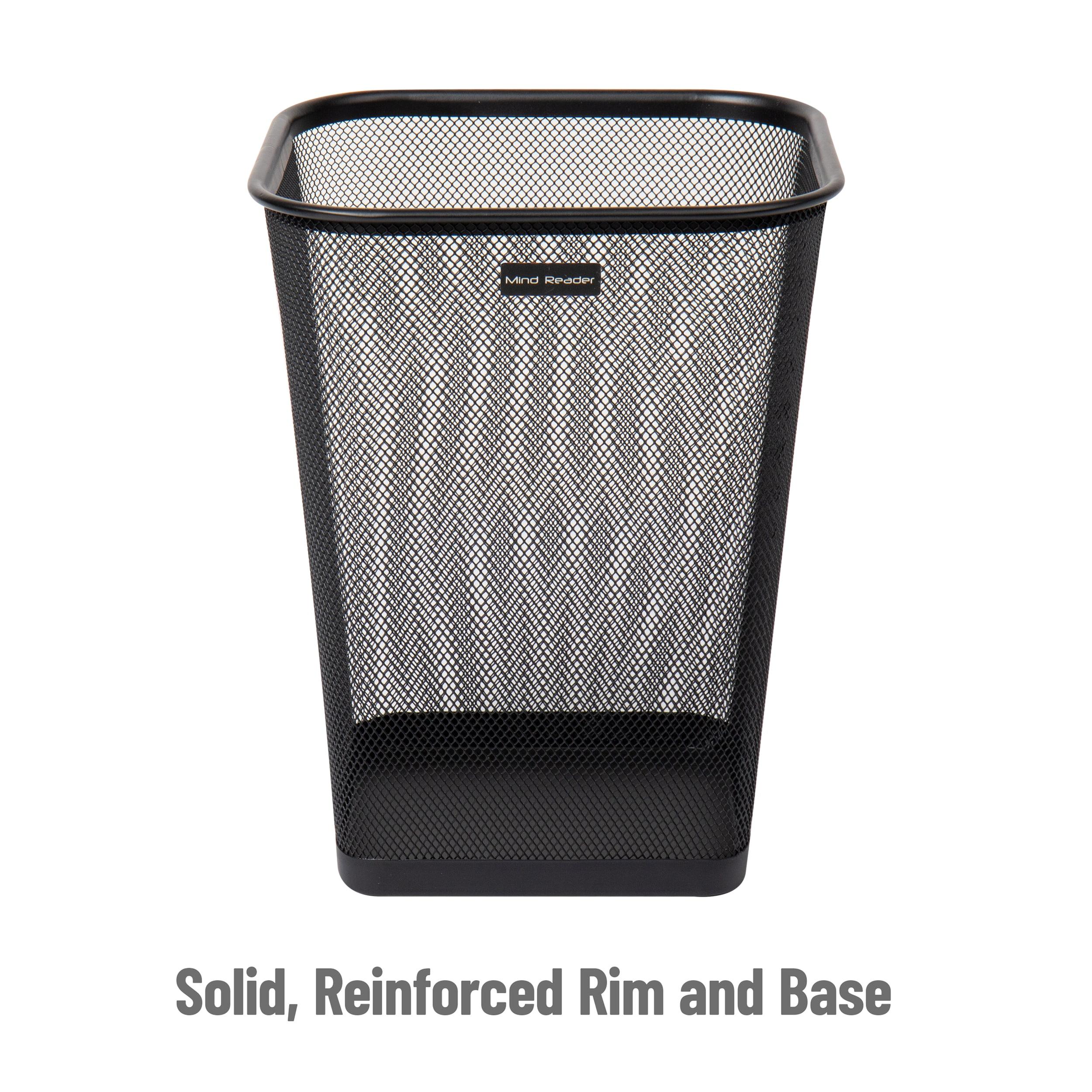 Mesh Trash Can, Waste Paper Basket, Square, Office, Metal Mesh, 9.75"L x 9.75"W x 12.25"H, 2-Pack