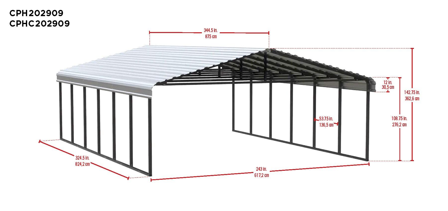 Arrow Arrow Carport, 20 ft. x 24 ft. x 9 ft.