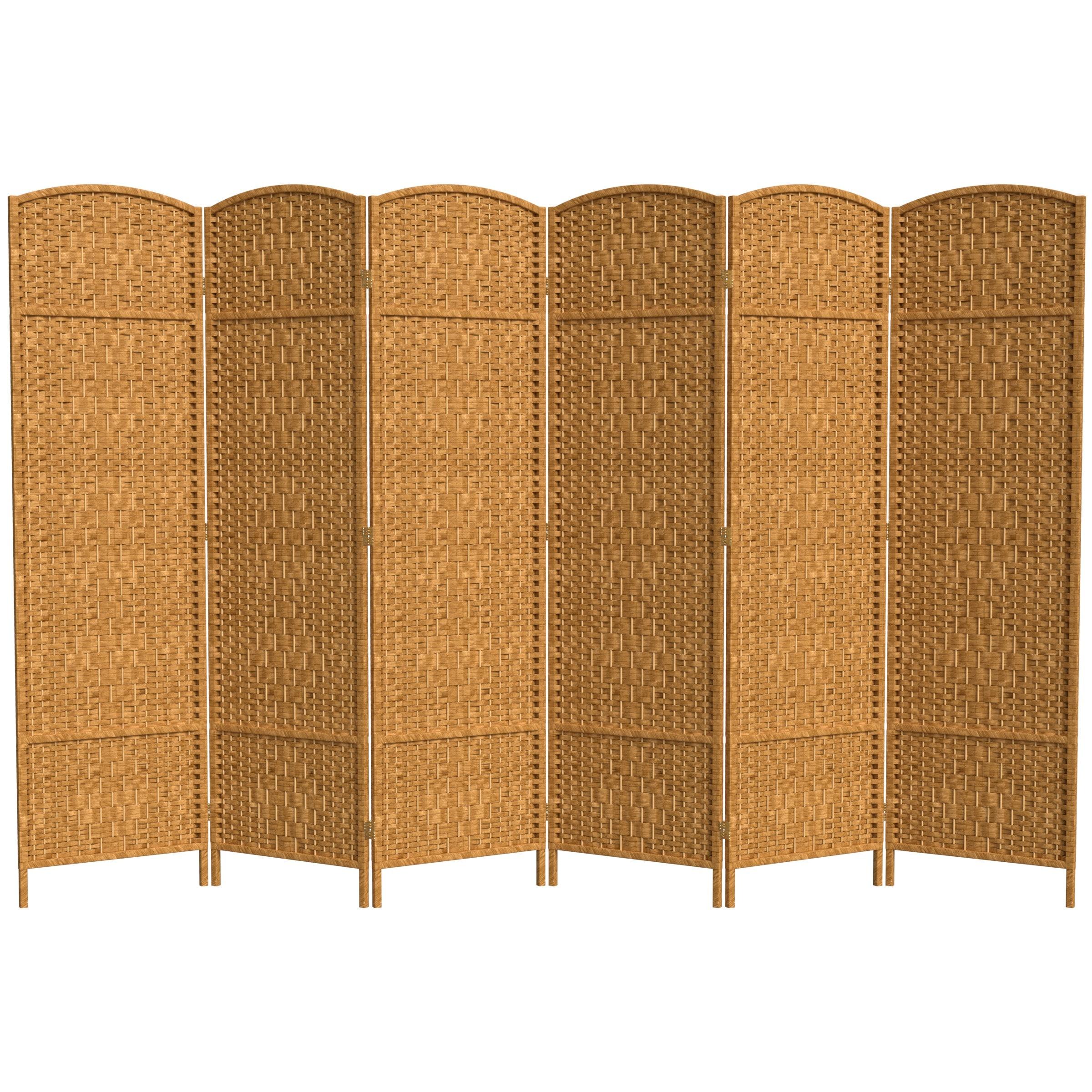 Oriental Furniture 6 ft. Tall Diamond Weave Room Divider - Light Beige - 6 Panel