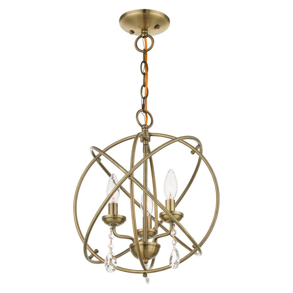 Livex Lighting Aria 3 - Light Chandelier in  Antique Brass